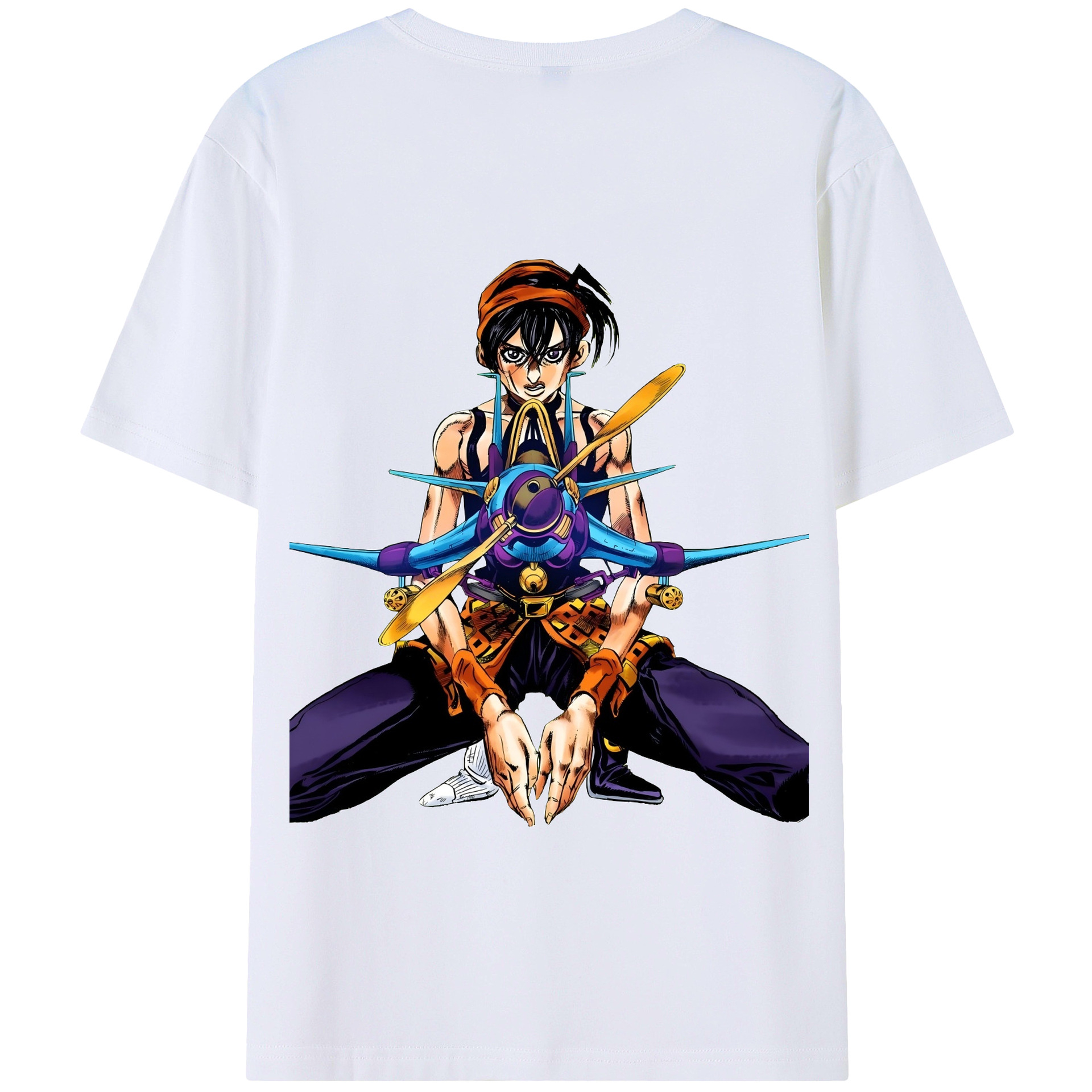 （画像用） ジョジョの奇妙な冒険 ナランチャ?ギルガ JoJo's Bizarre Adventure Narancia Ghirga 綿100％半袖Tシャツ（背面プリント）