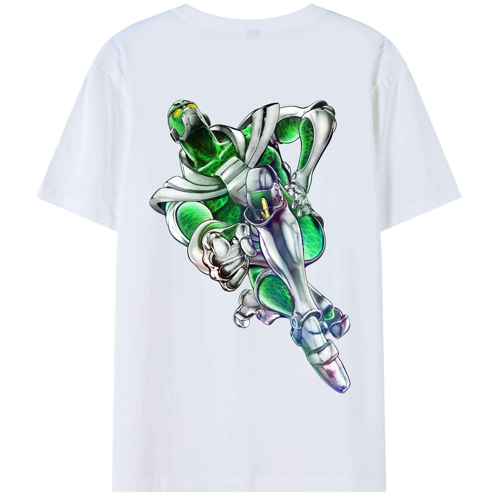 （画像用） ジョジョの奇妙な冒険 花京院 典明（かきょういん のりあき） JoJo's Bizarre Adventure Kakyoin Noriaki 綿100％半袖Tシャツ（背面プリント）