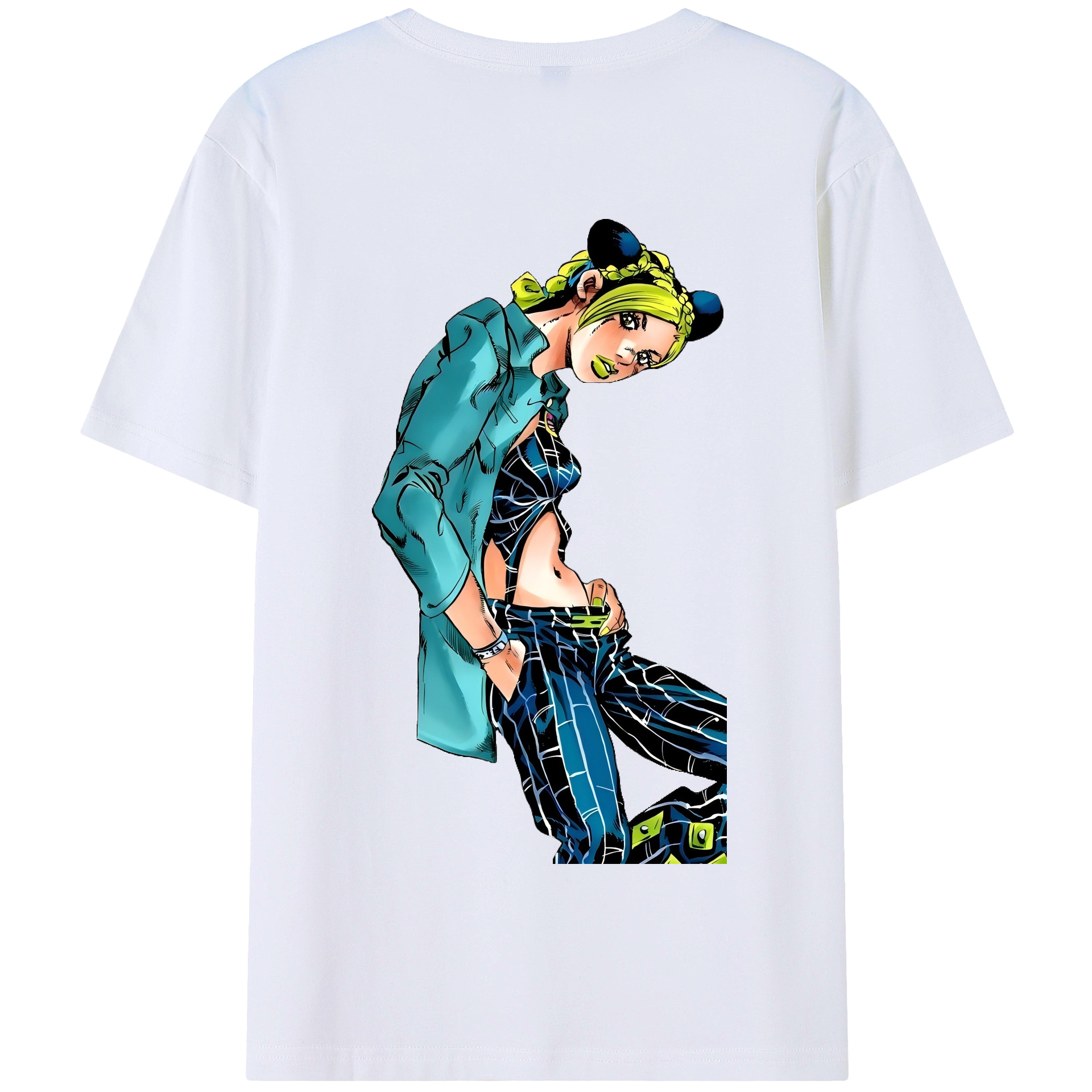 （画像用） "ジョジョの奇妙な冒険 くうじょう ジョリーン JoJo's Bizarre Adventure Jolyne Cujoh " 綿100％半袖Tシャツ（背面プリント）