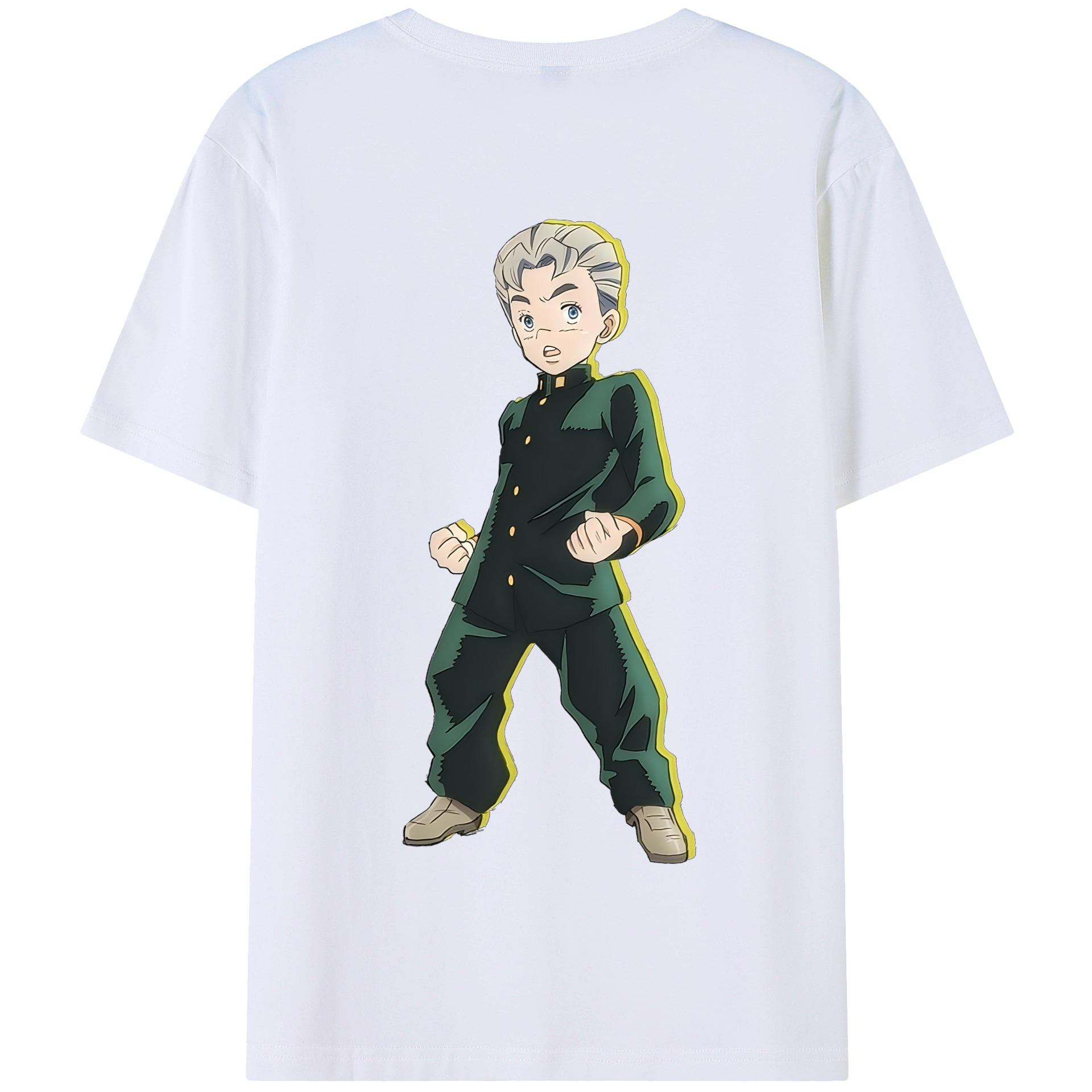 （画像用） ジョジョの奇妙な冒険 広瀨康一 JoJo's Bizarre Adventure Hirose Koichi 綿100％半袖Tシャツ（背面プリント）