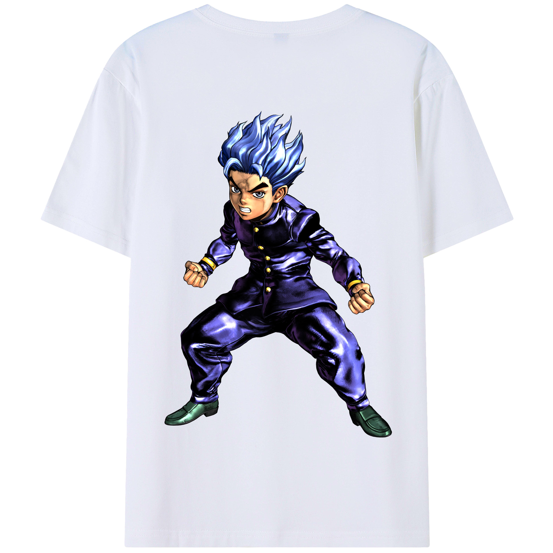 （画像用） ジョジョの奇妙な冒険 広瀨康一 JoJo's Bizarre Adventure Hirose Koichi 綿100％半袖Tシャツ（背面プリント）