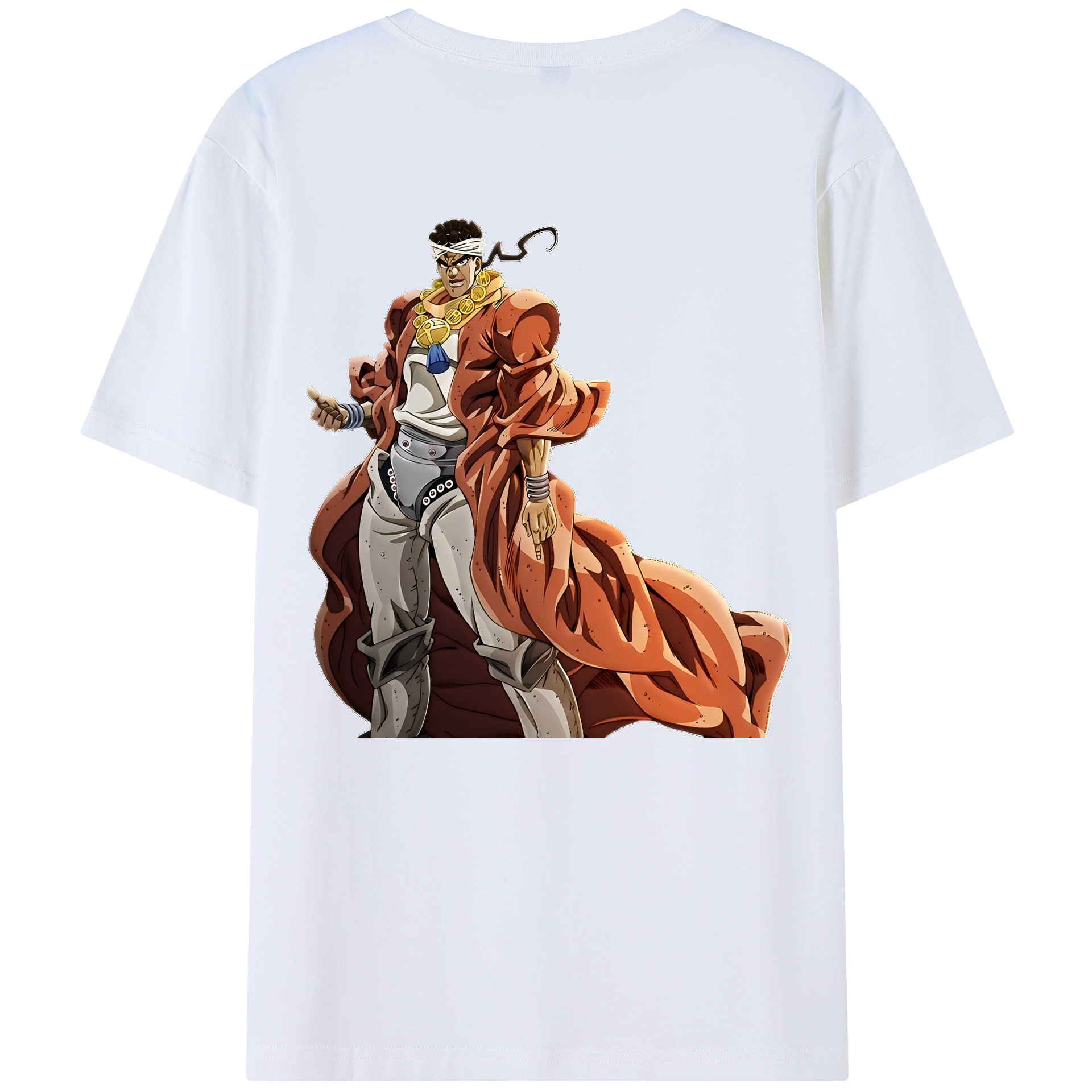 （画像用） ジョジョの奇妙な冒険 ムハンマド?アブドゥル JoJo's Bizarre Adventure Muhammad Avdol 綿100％半袖Tシャツ（背面プリント）