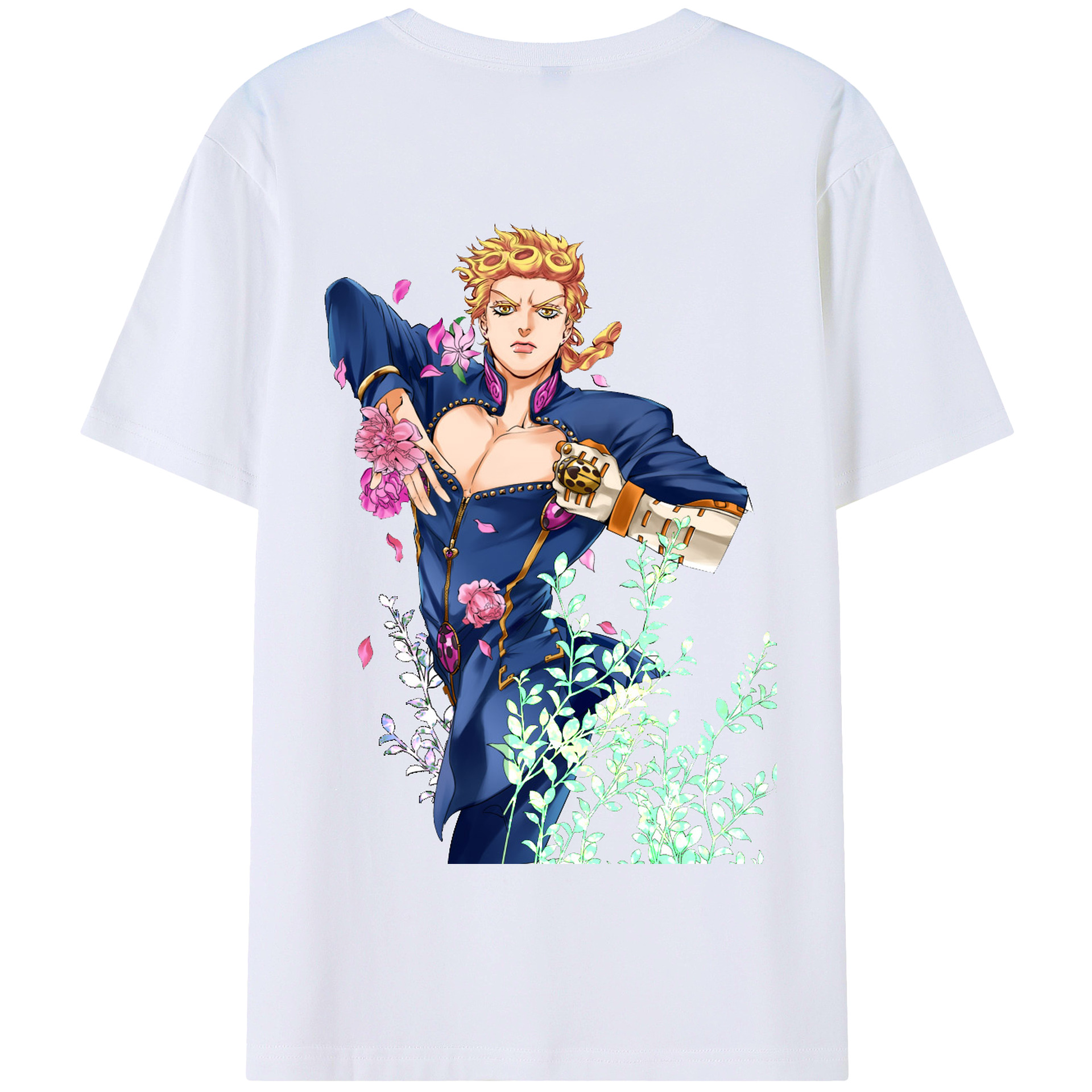 （画像用） ジョジョの奇妙な冒険 ジョルノ?ジョバァーナ JoJo's Bizarre Adventure Giorno Giovanna 綿100％半袖Tシャツ（背面プリント）