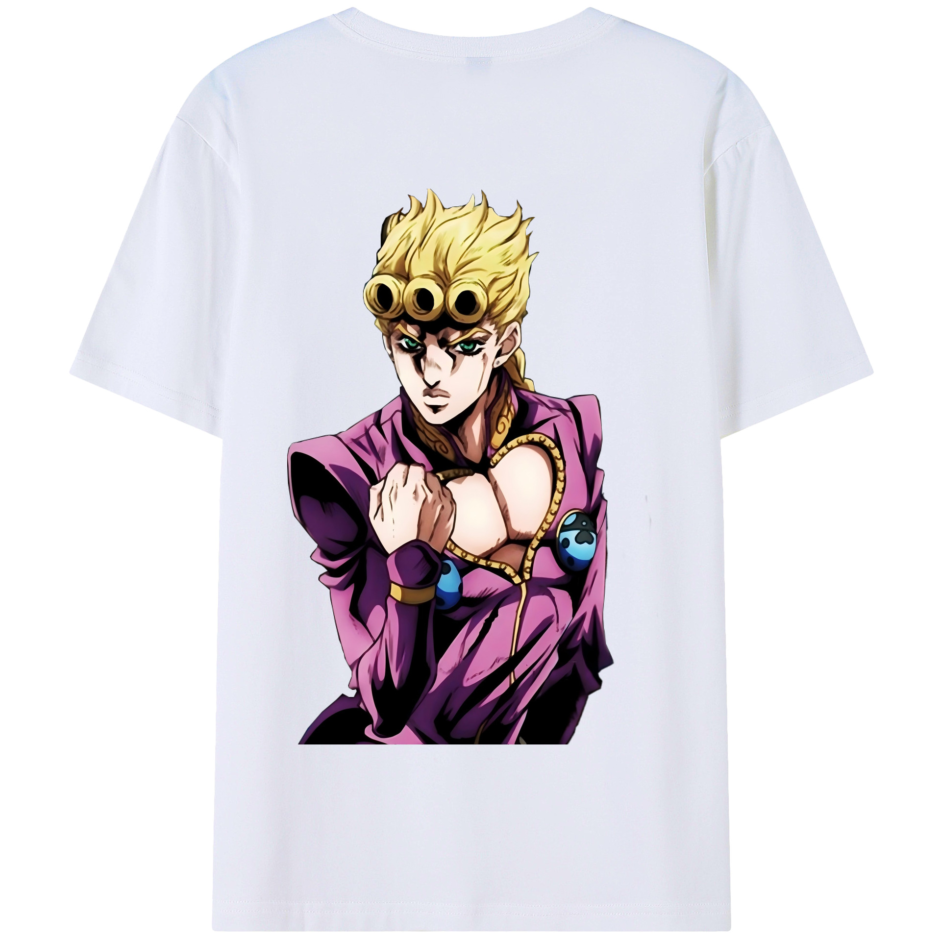 （画像用） ジョジョの奇妙な冒険 ジョルノ?ジョバァーナ JoJo's Bizarre Adventure Giorno Giovanna 綿100％半袖Tシャツ（背面プリント）