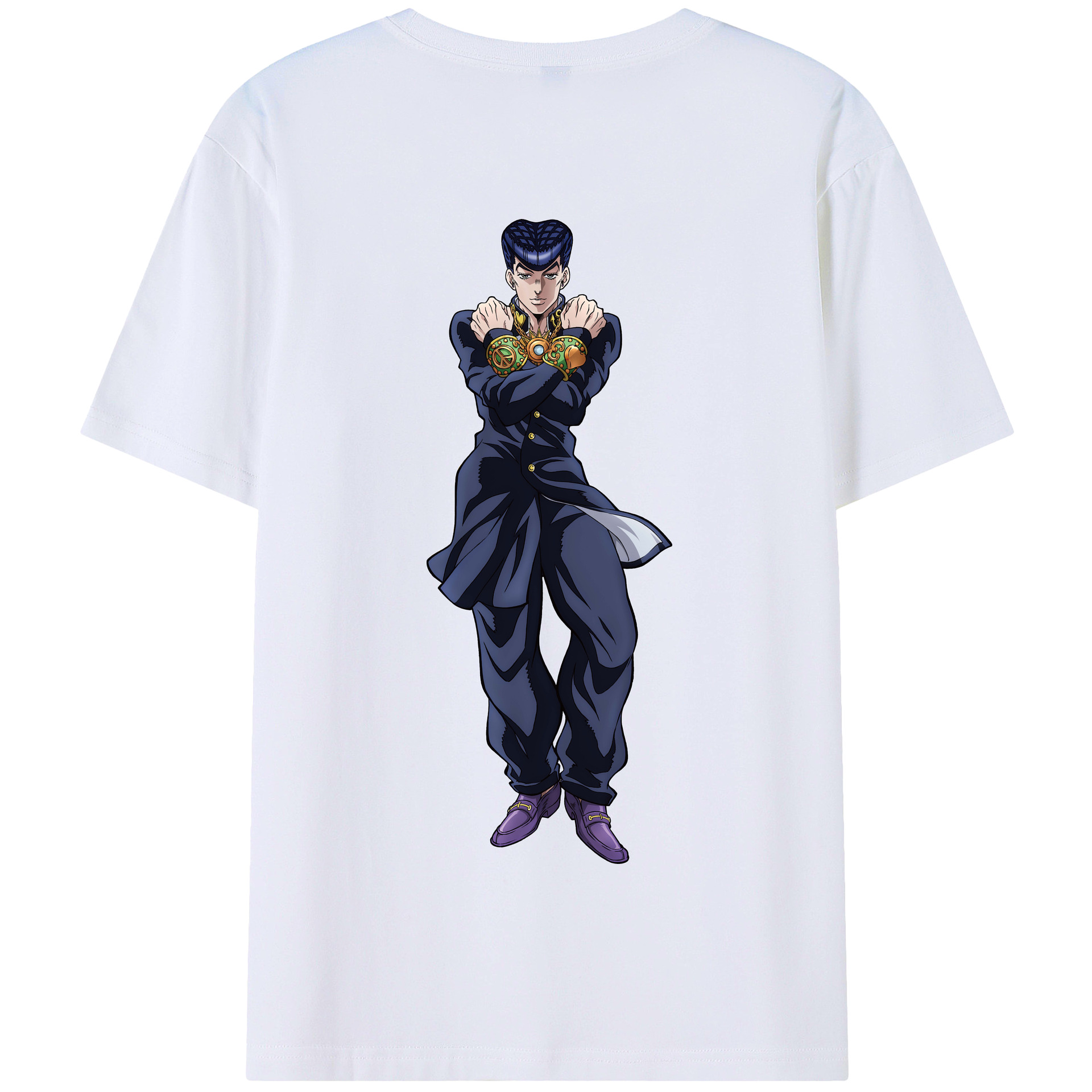 （画像用） ジョジョの奇妙な冒険 ひがしかた じょうすけ JoJo's Bizarre Adventure Higashikata Josuke 綿100％半袖Tシャツ（背面プリント）