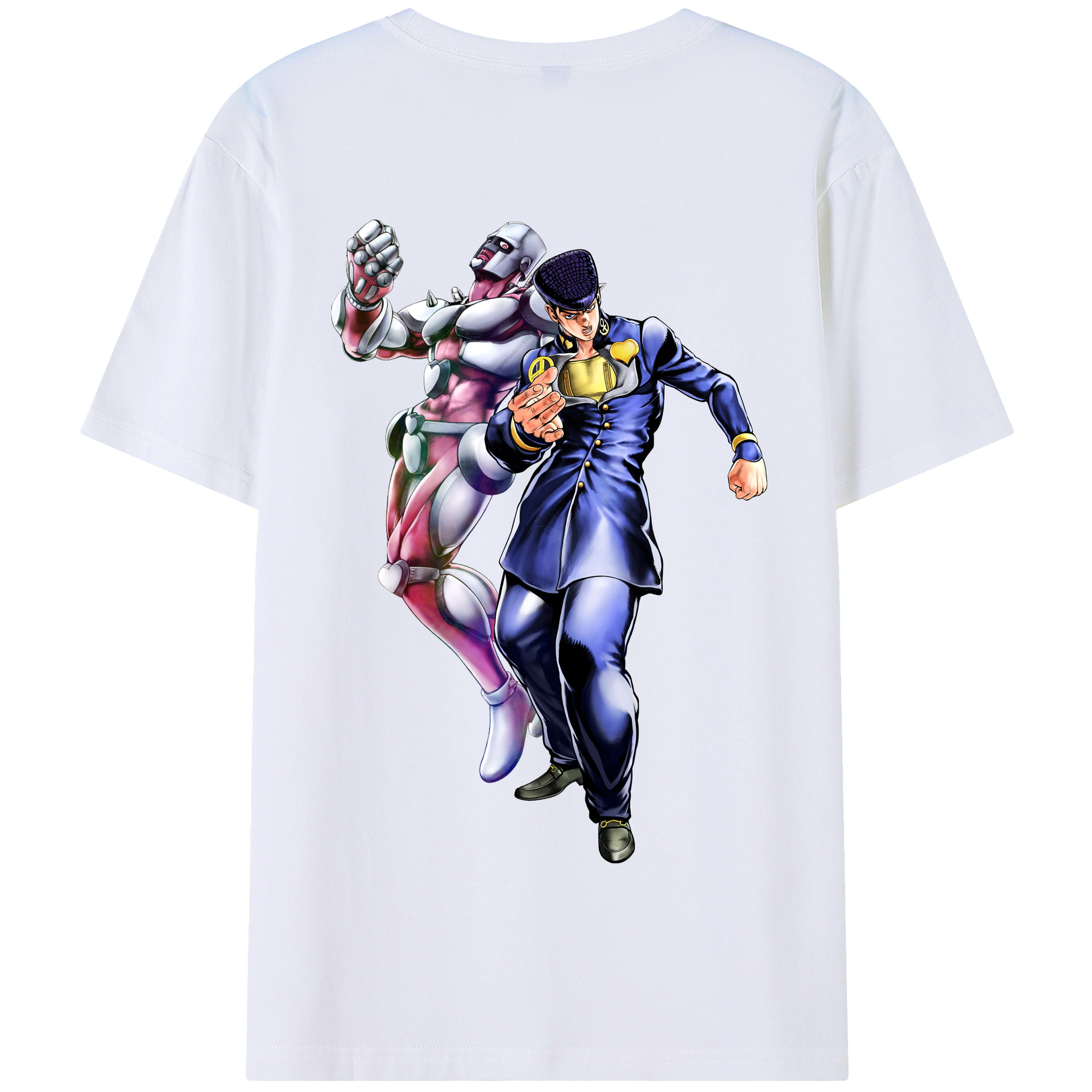 （画像用） ジョジョの奇妙な冒険 ひがしかた じょうすけ JoJo's Bizarre Adventure Higashikata Josuke 綿100％半袖Tシャツ（背面プリント）