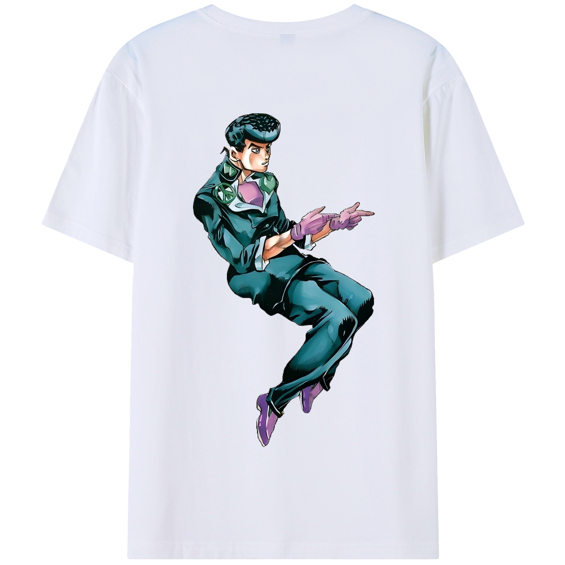 （画像用） ジョジョの奇妙な冒険 ひがしかた じょうすけ JoJo's Bizarre Adventure Higashikata Josuke 綿100％半袖Tシャツ（背面プリント）