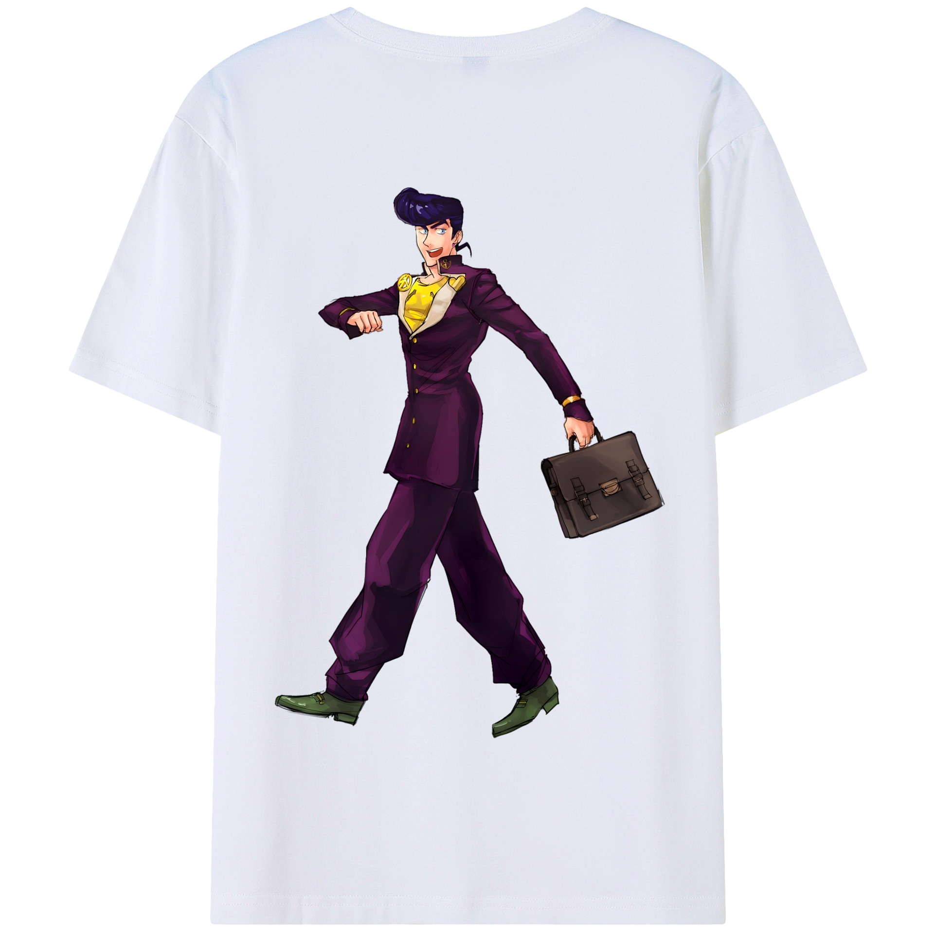 （画像用） ジョジョの奇妙な冒険 ひがしかた じょうすけ JoJo's Bizarre Adventure Higashikata Josuke 綿100％半袖Tシャツ（背面プリント）