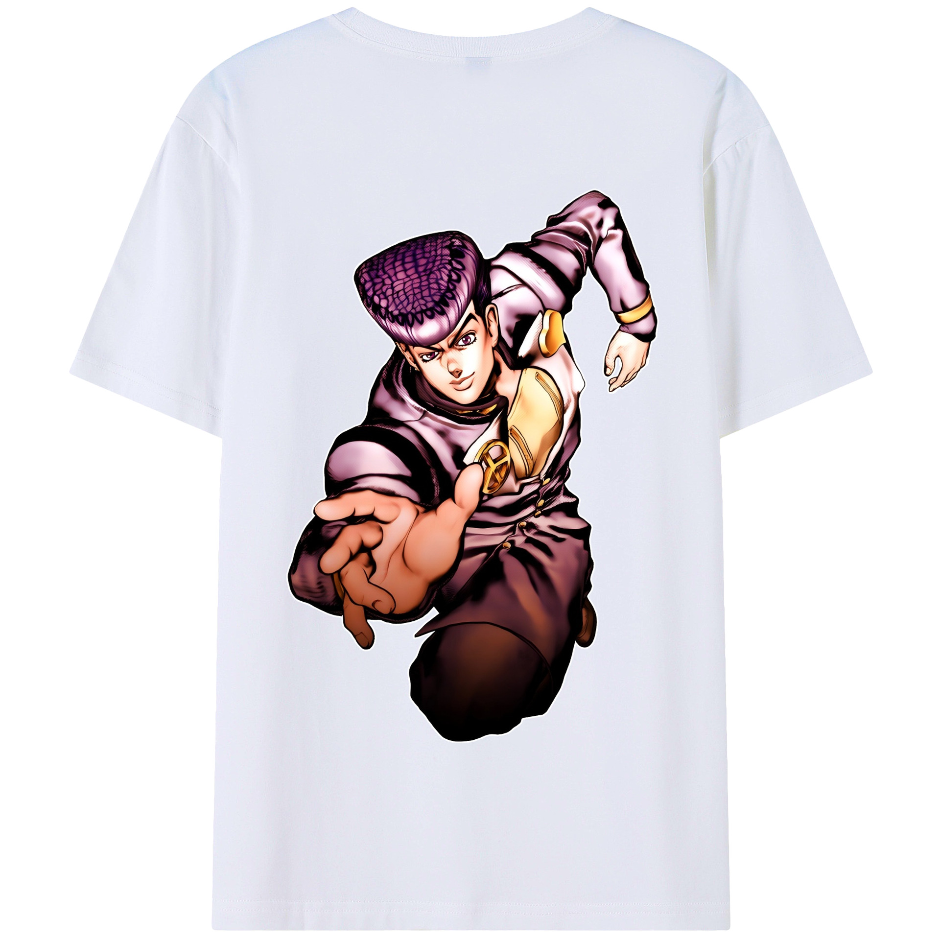 （画像用） ジョジョの奇妙な冒険 ひがしかた じょうすけ JoJo's Bizarre Adventure Higashikata Josuke 綿100％半袖Tシャツ（背面プリント）