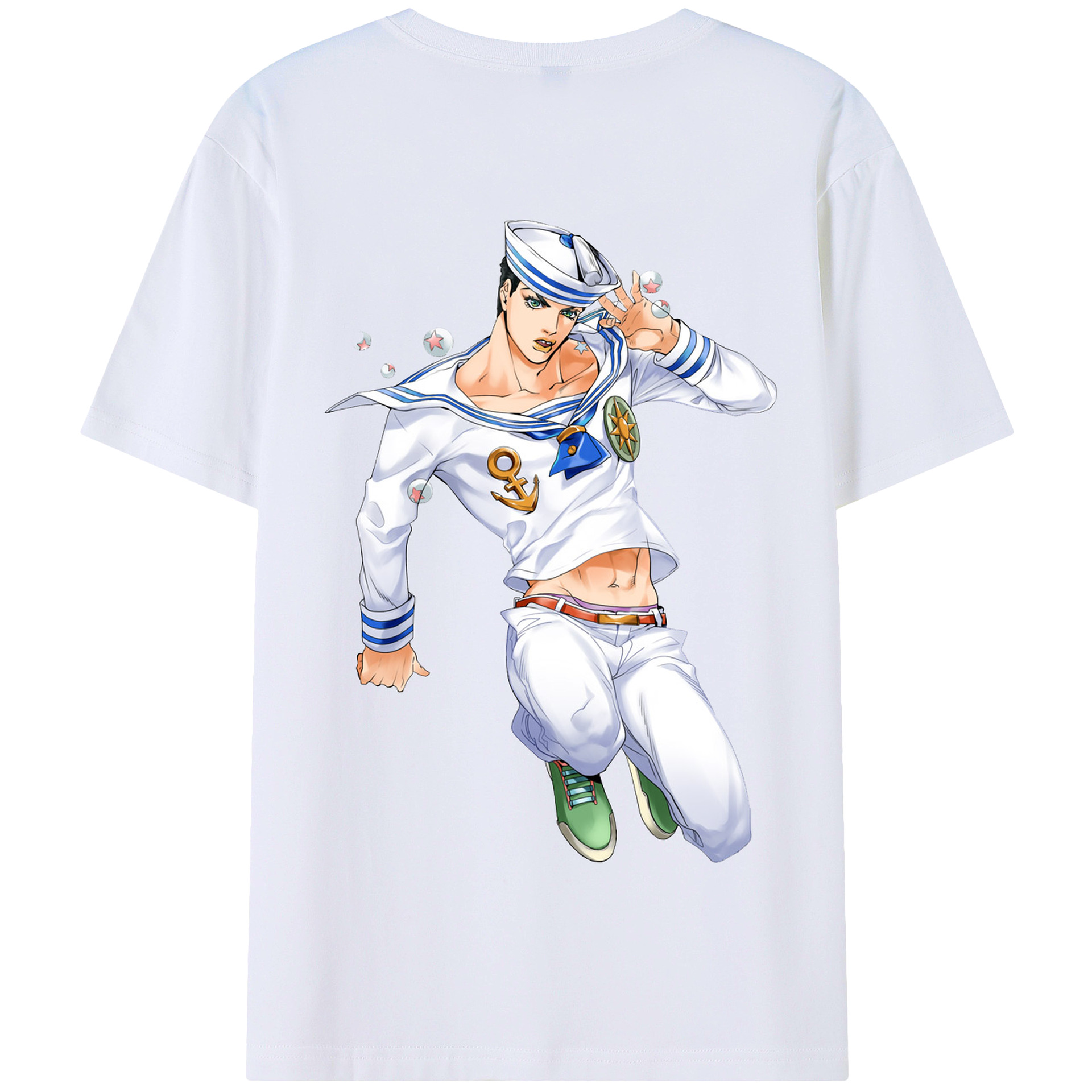 （画像用） ジョジョの奇妙な冒険 東方定助 JoJo's Bizarre Adventure Higashikata Josuke 綿100％半袖Tシャツ（背面プリント）