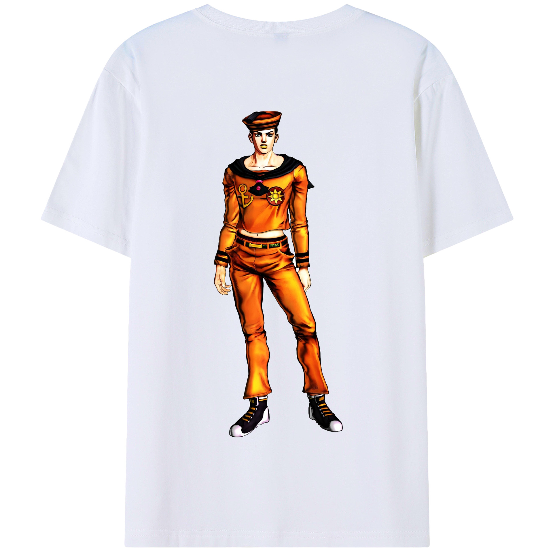 （画像用） ジョジョの奇妙な冒険 東方定助 JoJo's Bizarre Adventure Higashikata Josuke 綿100％半袖Tシャツ（背面プリント）