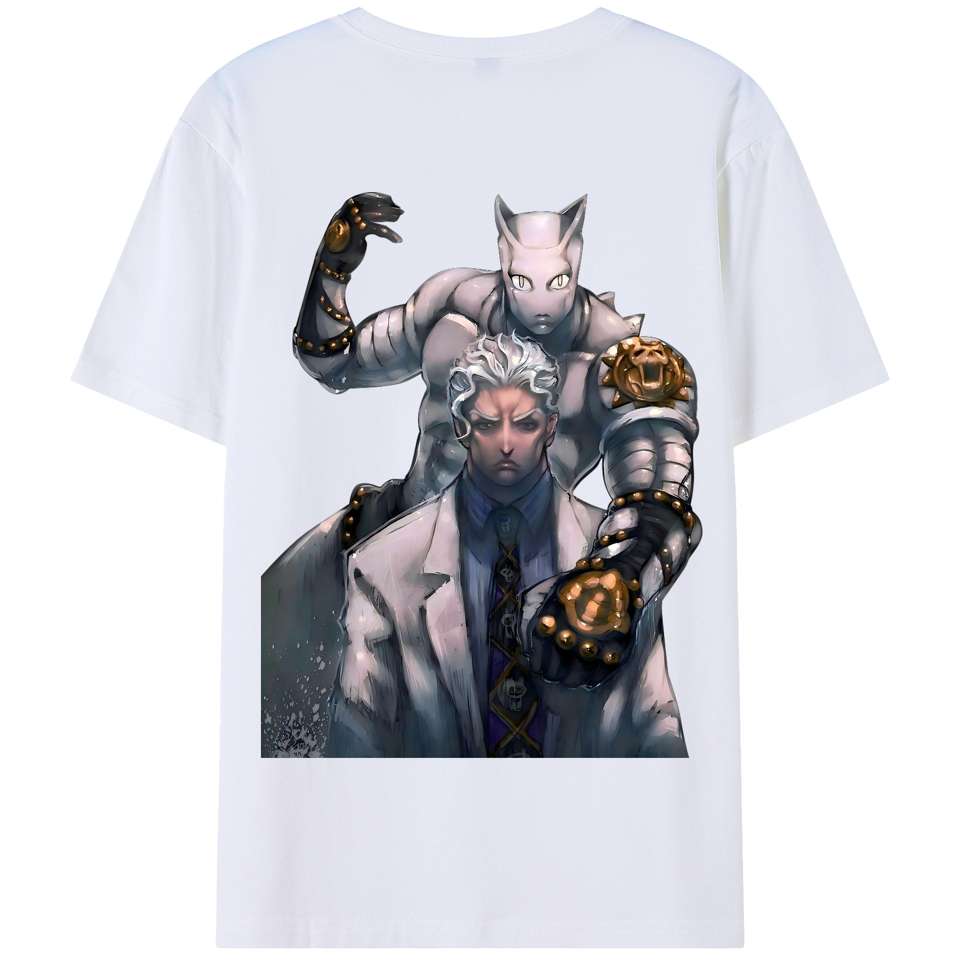 （画像用） ジョジョの奇妙な冒険 きら よしかげ JoJo's Bizarre Adventure Kira Yoshikage 綿100％半袖Tシャツ（背面プリント）