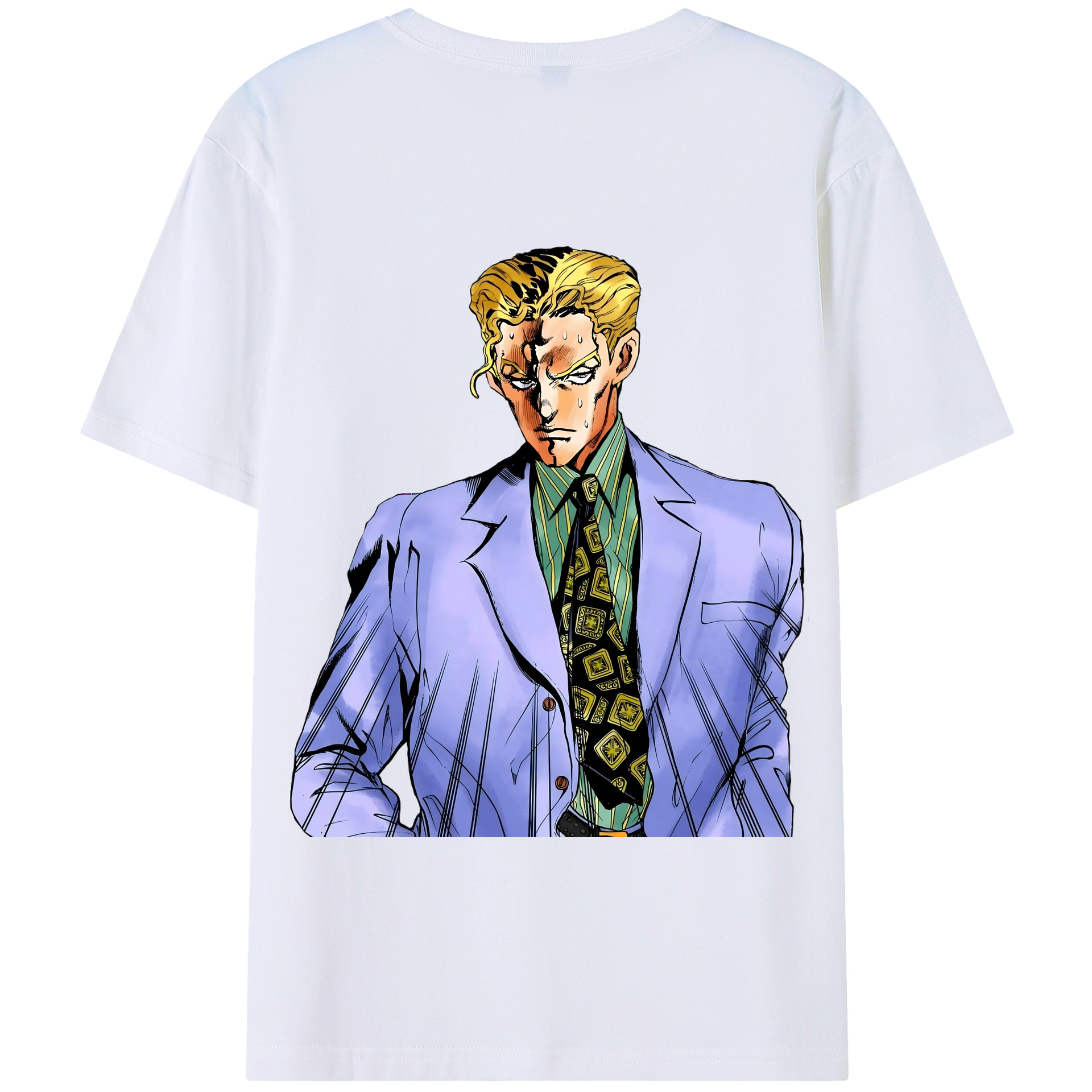 （画像用） ジョジョの奇妙な冒険 きら よしかげ JoJo's Bizarre Adventure Kira Yoshikage 綿100％半袖Tシャツ（背面プリント）