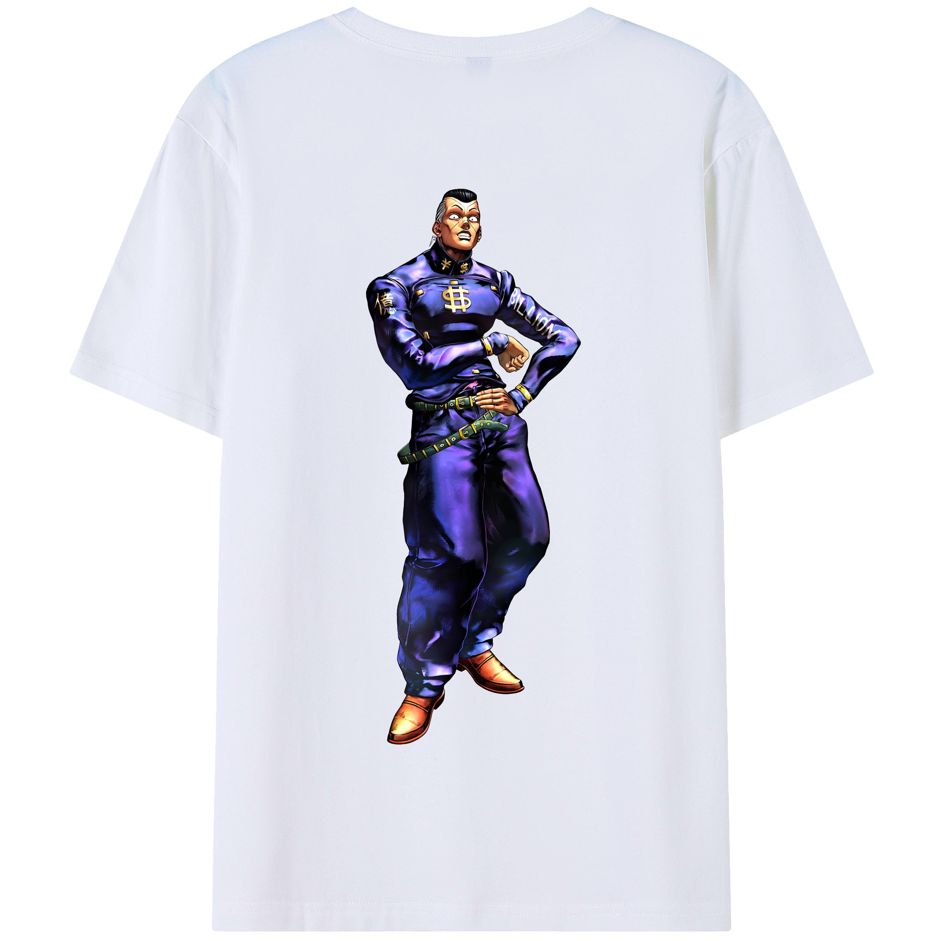 （画像用） ジョジョの奇妙な冒険 虹村億泰 にじむら おくやす JoJo's Bizarre Adventure Nijimura Okuyasu 綿100％半袖Tシャツ（背面プリント）