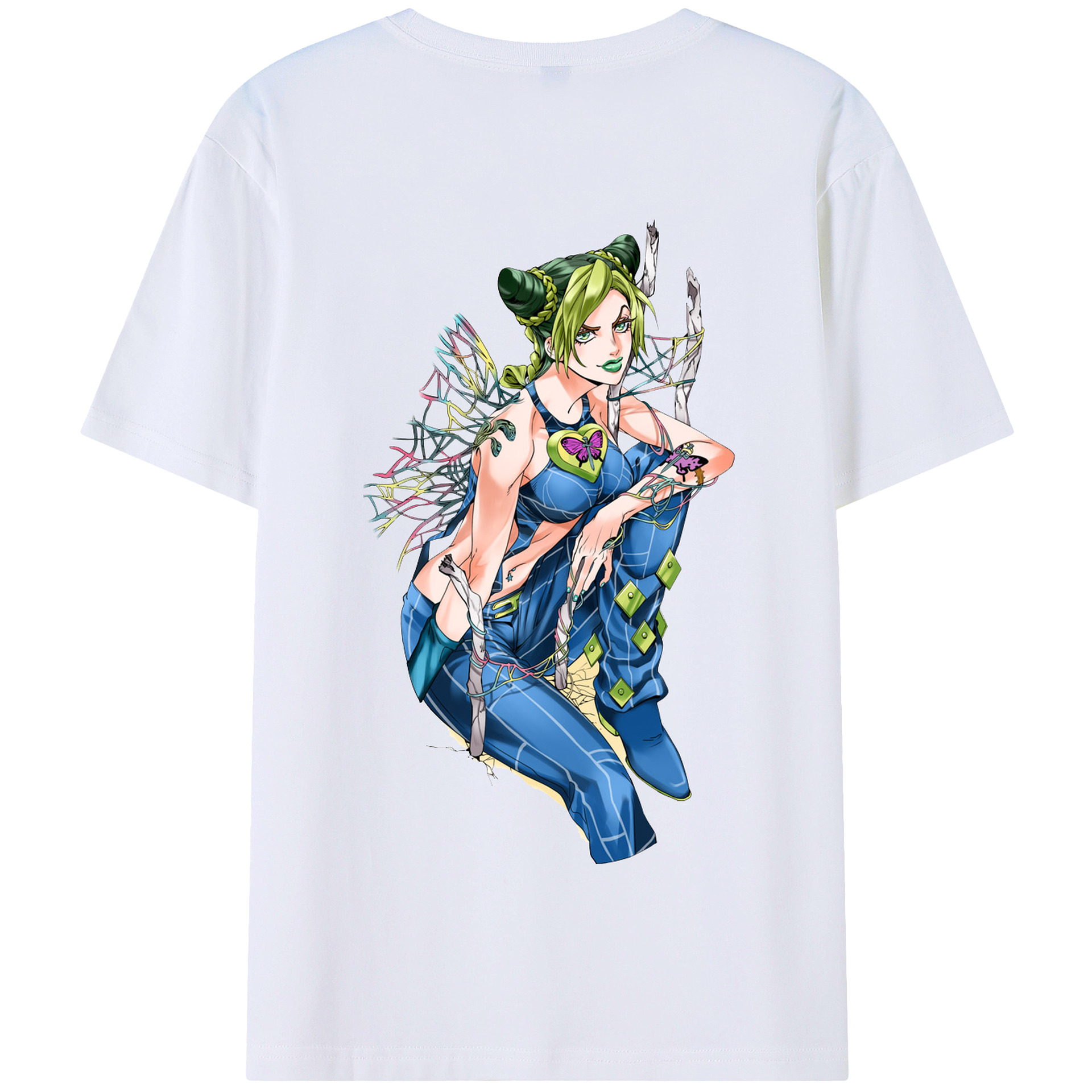 （画像用） "ジョジョの奇妙な冒険 くうじょう ジョリーン JoJo's Bizarre Adventure Jolyne Cujoh " 綿100％半袖Tシャツ（背面プリント）