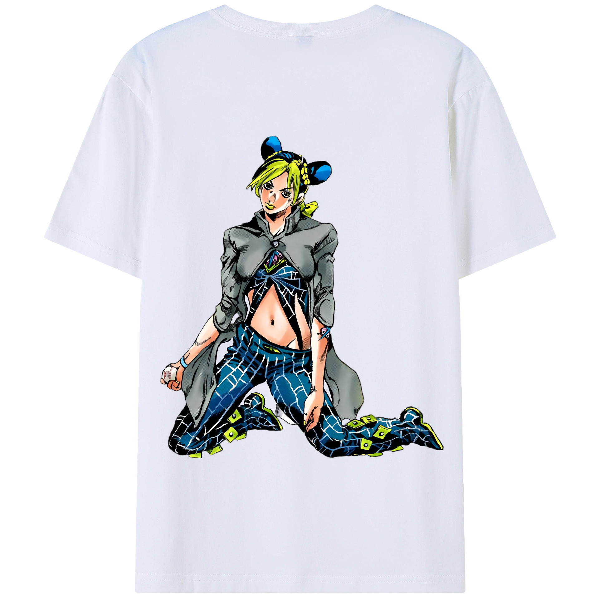（画像用） "ジョジョの奇妙な冒険 くうじょう ジョリーン JoJo's Bizarre Adventure Jolyne Cujoh " 綿100％半袖Tシャツ（背面プリント）