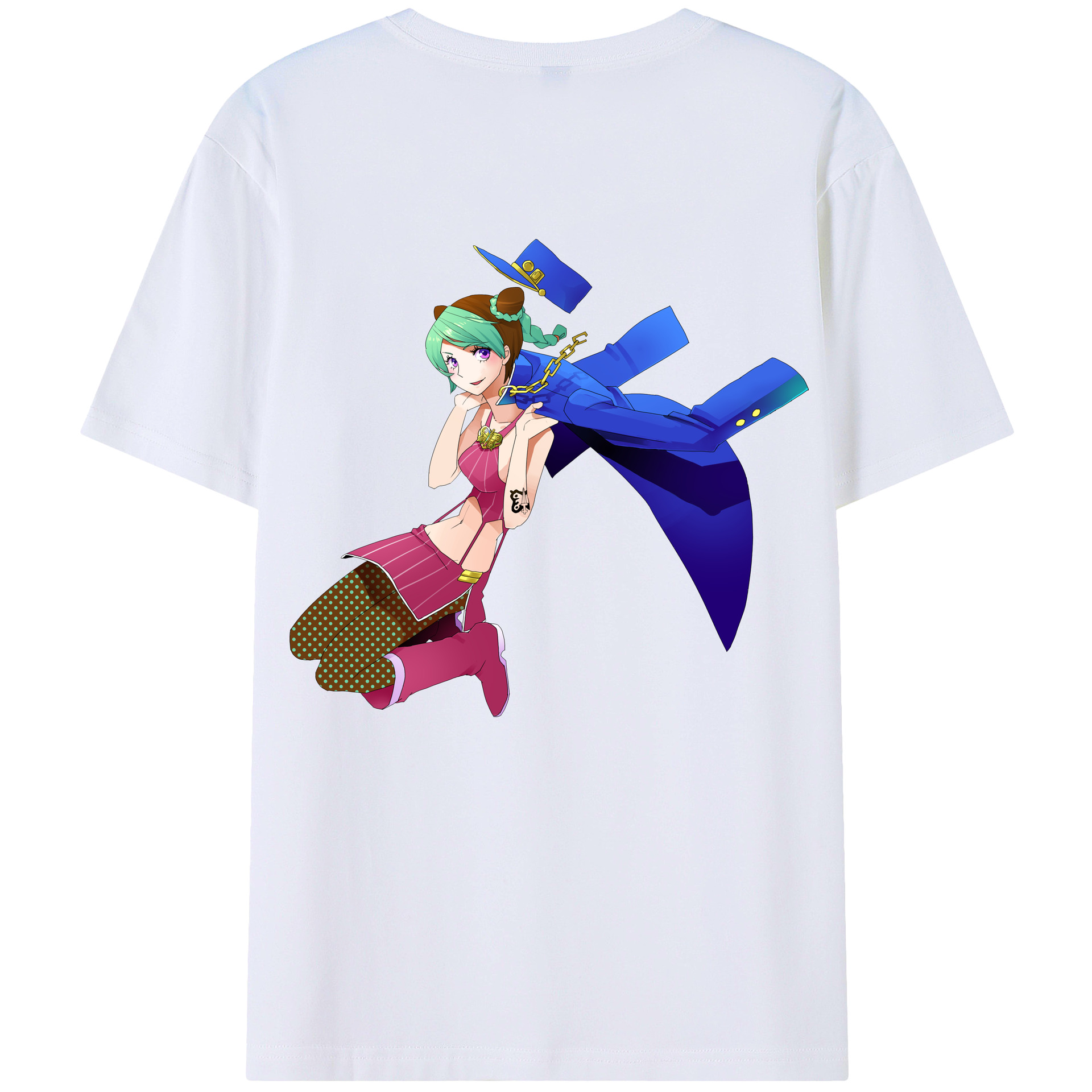 （画像用） "ジョジョの奇妙な冒険 くうじょう ジョリーン JoJo's Bizarre Adventure Jolyne Cujoh " 綿100％半袖Tシャツ（背面プリント）