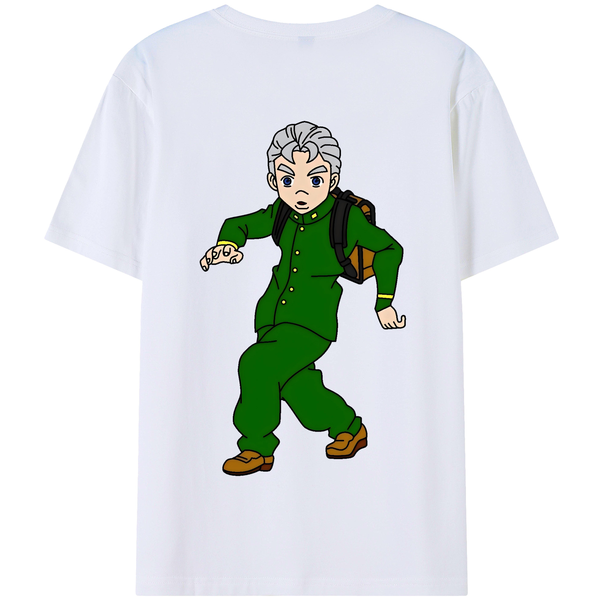 （画像用） ジョジョの奇妙な冒険 広瀨康一 JoJo's Bizarre Adventure Hirose Koichi 綿100％半袖Tシャツ（背面プリント）