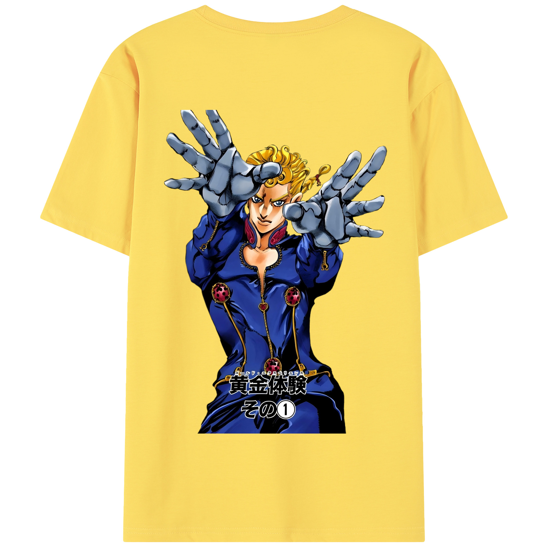 （画像用） ジョジョの奇妙な冒険 ジョルノ?ジョバァーナ JoJo's Bizarre Adventure Giorno Giovanna 綿100％半袖Tシャツ（背面プリント）