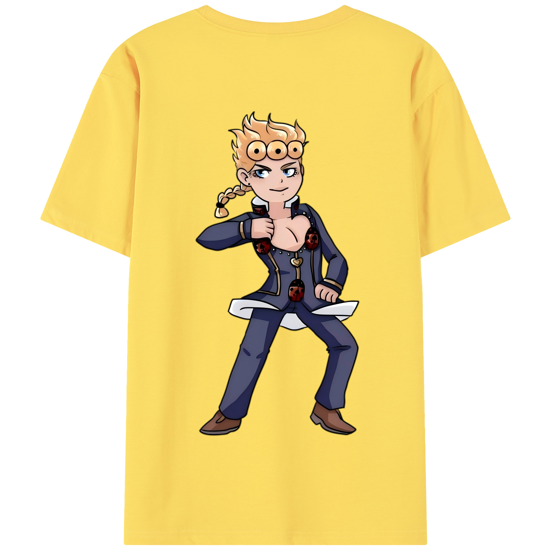 （画像用） ジョジョの奇妙な冒険 ジョルノ?ジョバァーナ JoJo's Bizarre Adventure Giorno Giovanna 綿100％半袖Tシャツ（背面プリント）