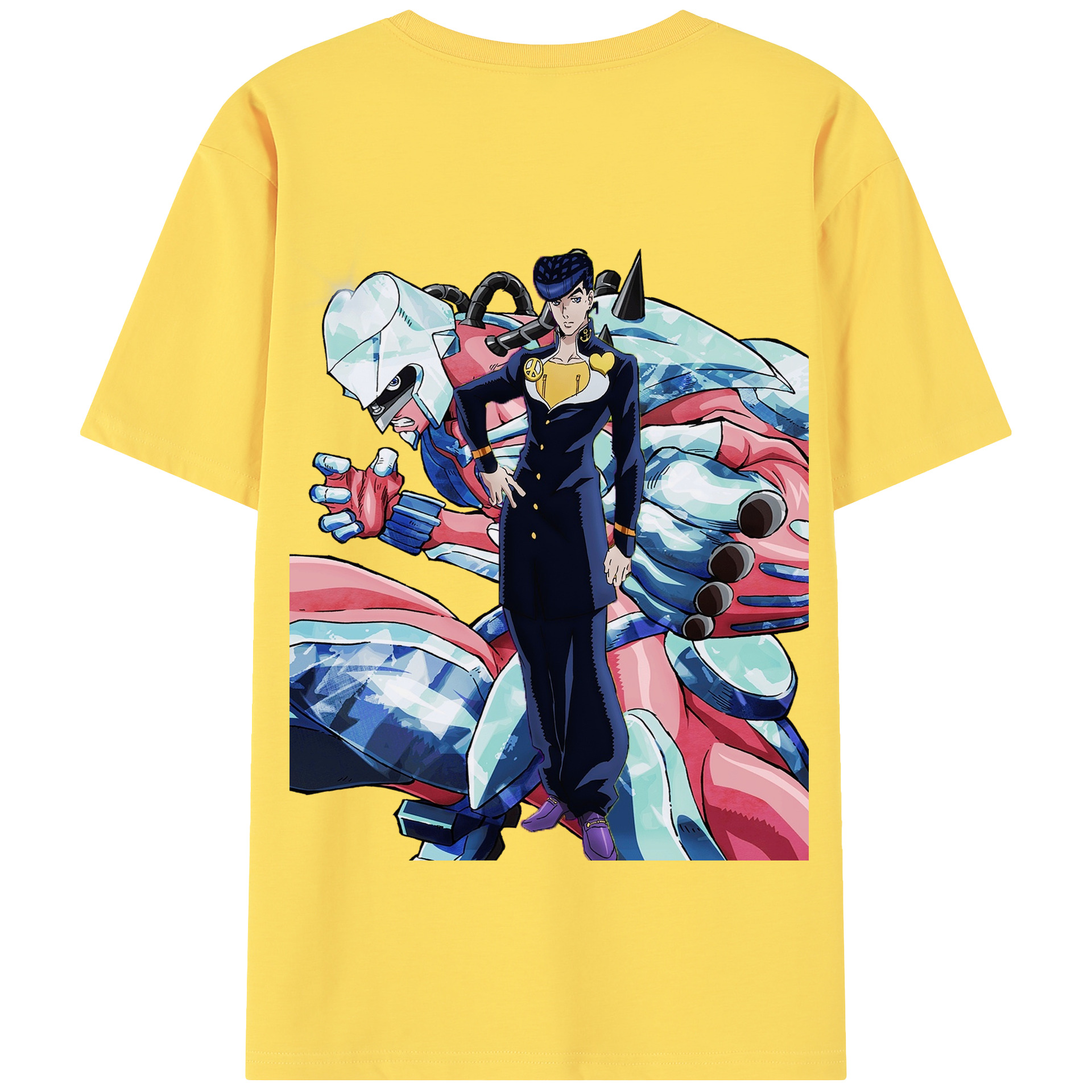 （画像用） ジョジョの奇妙な冒険 ひがしかた じょうすけ JoJo's Bizarre Adventure Higashikata Josuke 綿100％半袖Tシャツ（背面プリント）