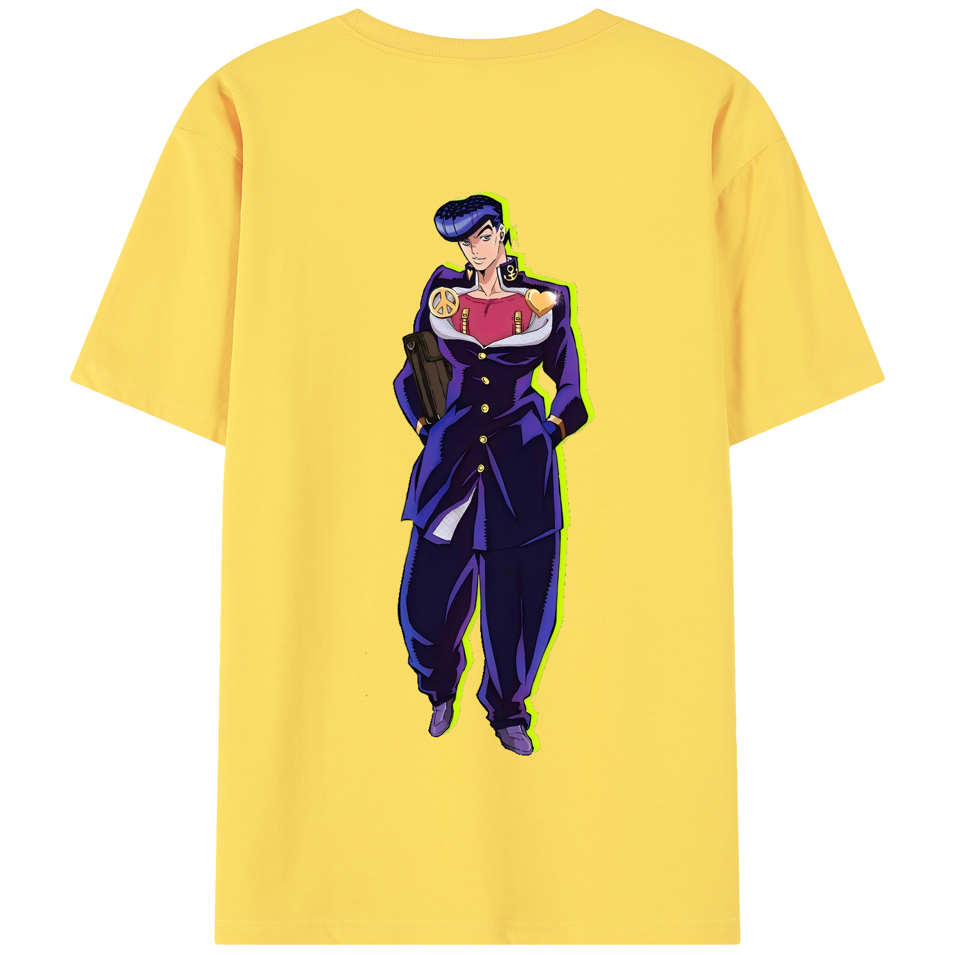 （画像用） ジョジョの奇妙な冒険 ひがしかた じょうすけ JoJo's Bizarre Adventure Higashikata Josuke 綿100％半袖Tシャツ（背面プリント）