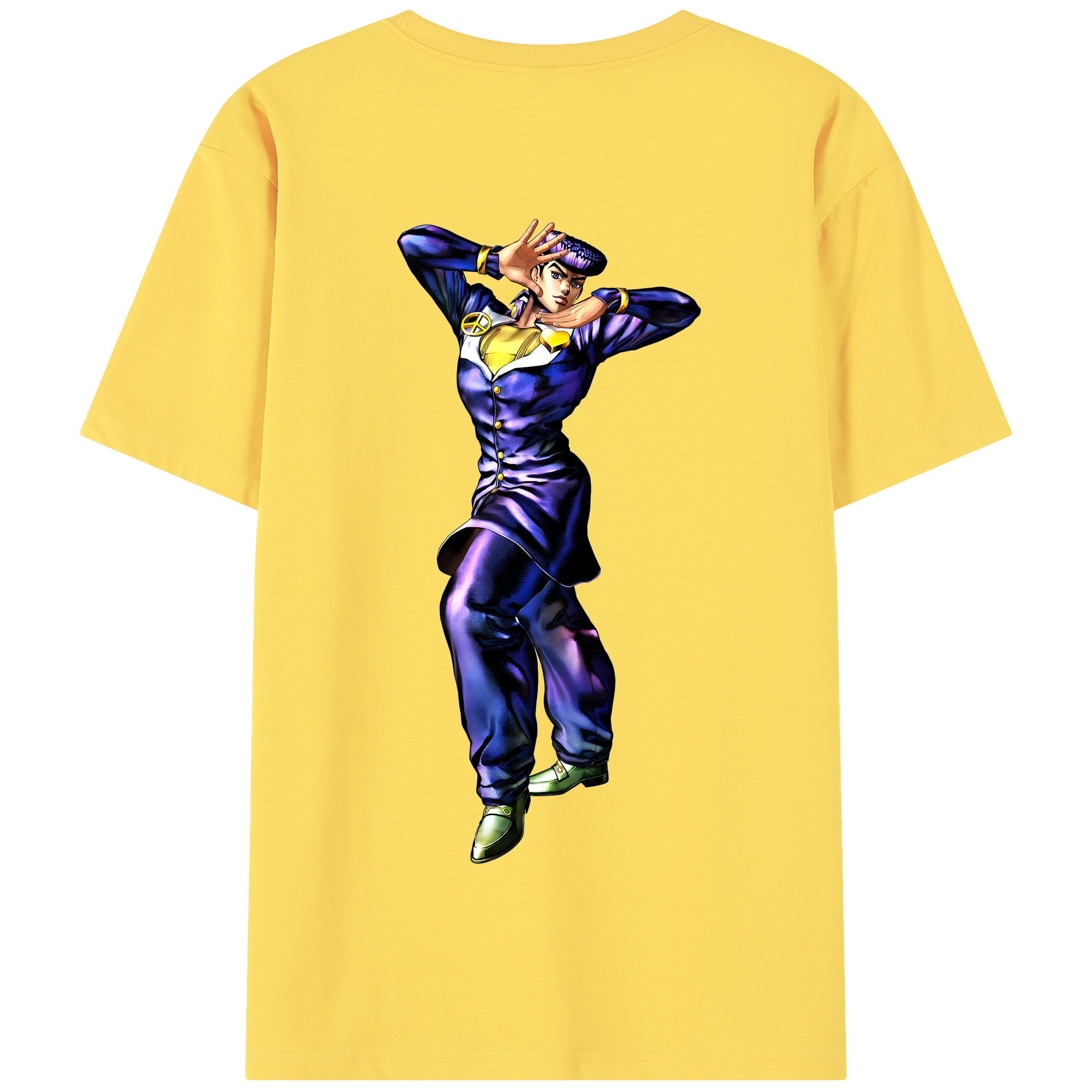 （画像用） ジョジョの奇妙な冒険 ひがしかた じょうすけ JoJo's Bizarre Adventure Higashikata Josuke 綿100％半袖Tシャツ（背面プリント）