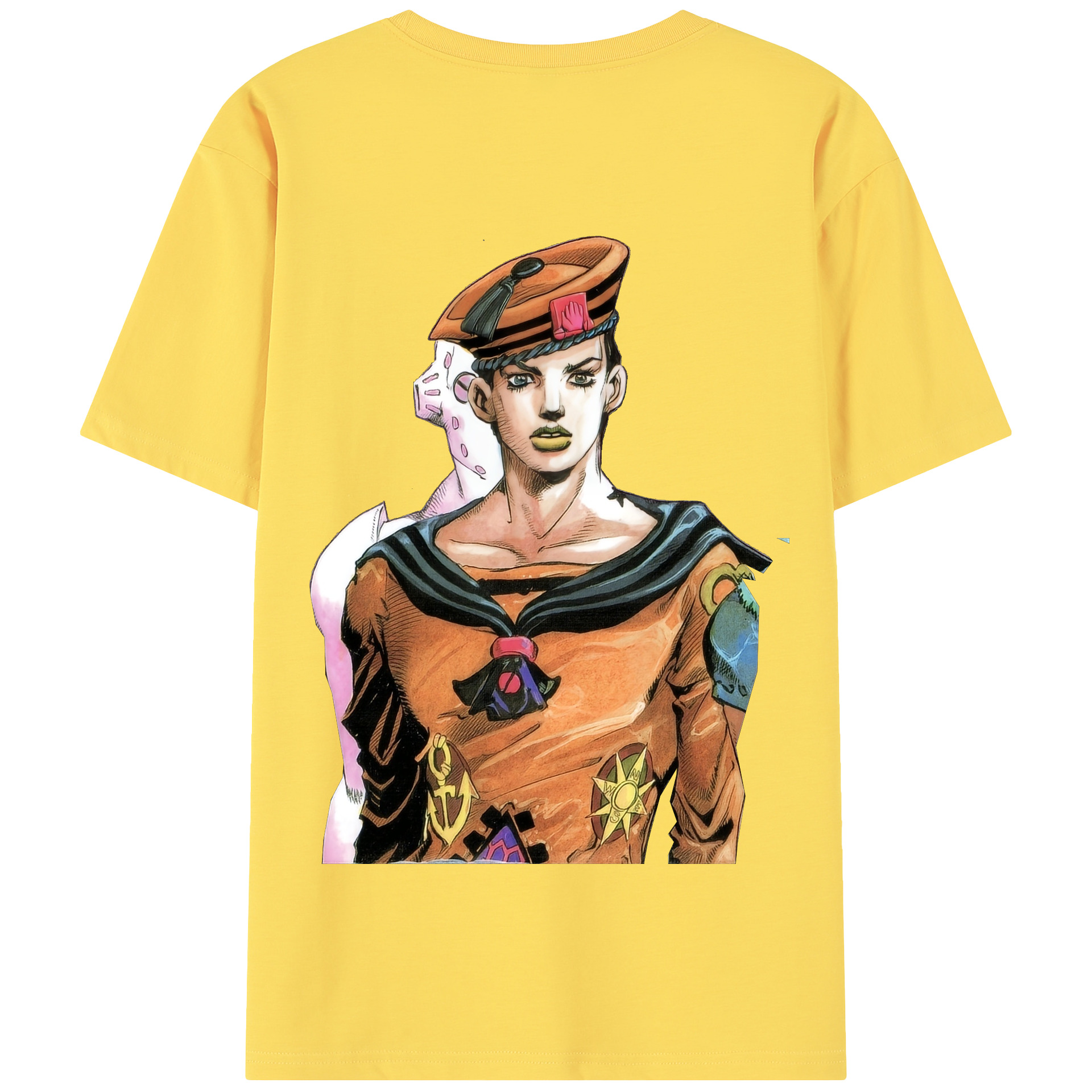 （画像用） ジョジョの奇妙な冒険 東方定助 JoJo's Bizarre Adventure Higashikata Josuke 綿100％半袖Tシャツ（背面プリント）