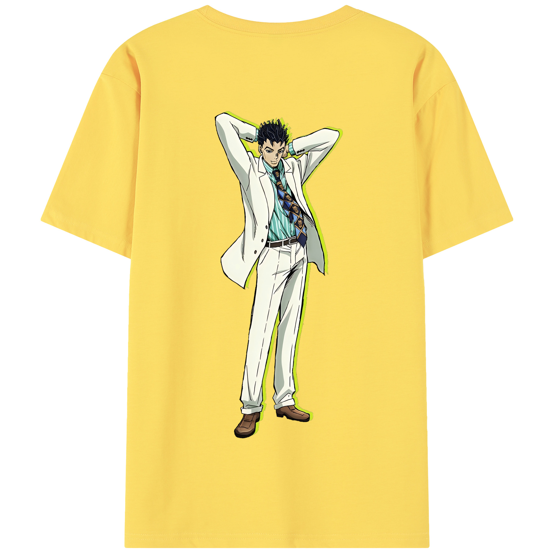 （画像用） ジョジョの奇妙な冒険 きら よしかげ JoJo's Bizarre Adventure Kira Yoshikage 綿100％半袖Tシャツ（背面プリント）