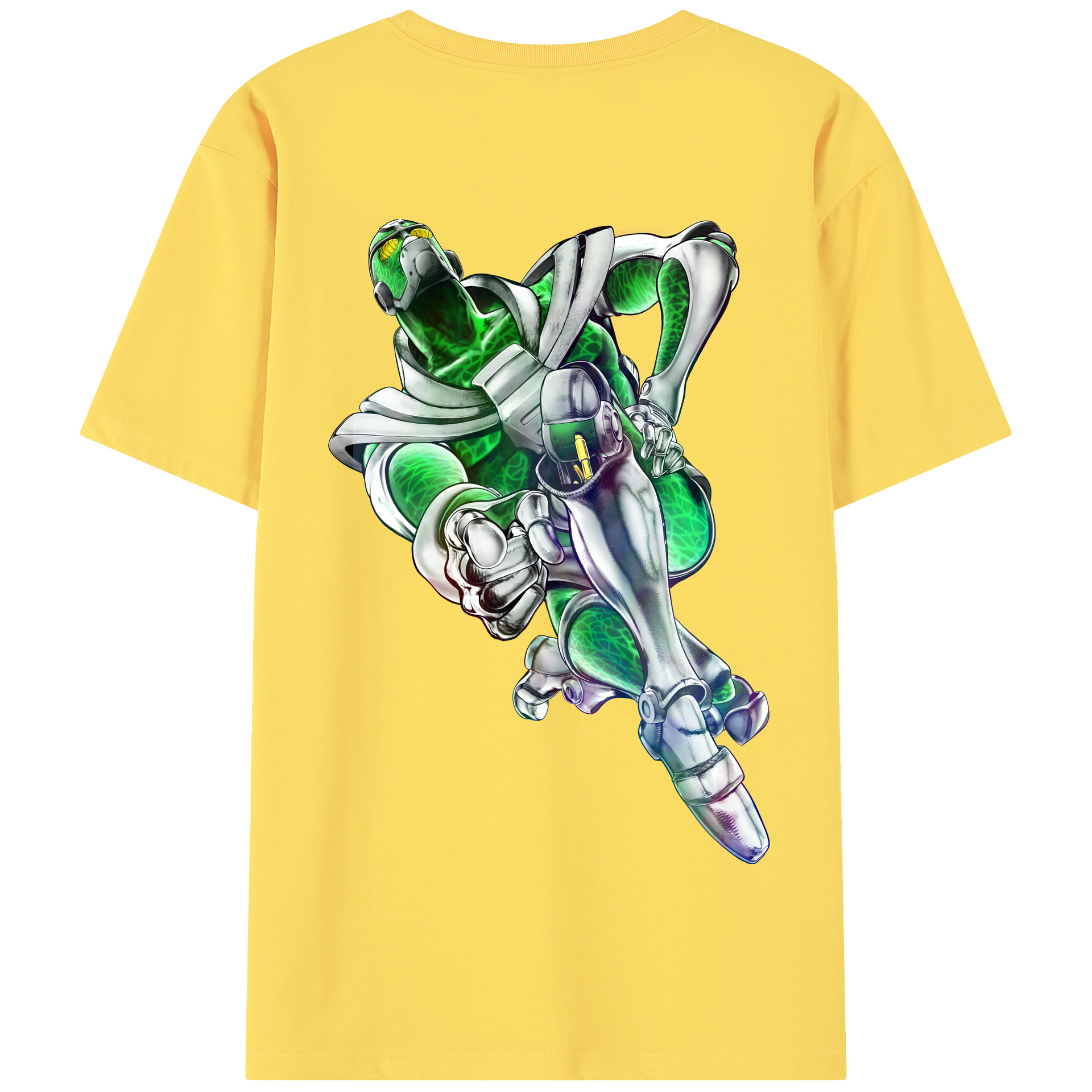 （画像用） ジョジョの奇妙な冒険 花京院 典明（かきょういん のりあき） JoJo's Bizarre Adventure Kakyoin Noriaki 綿100％半袖Tシャツ（背面プリント）