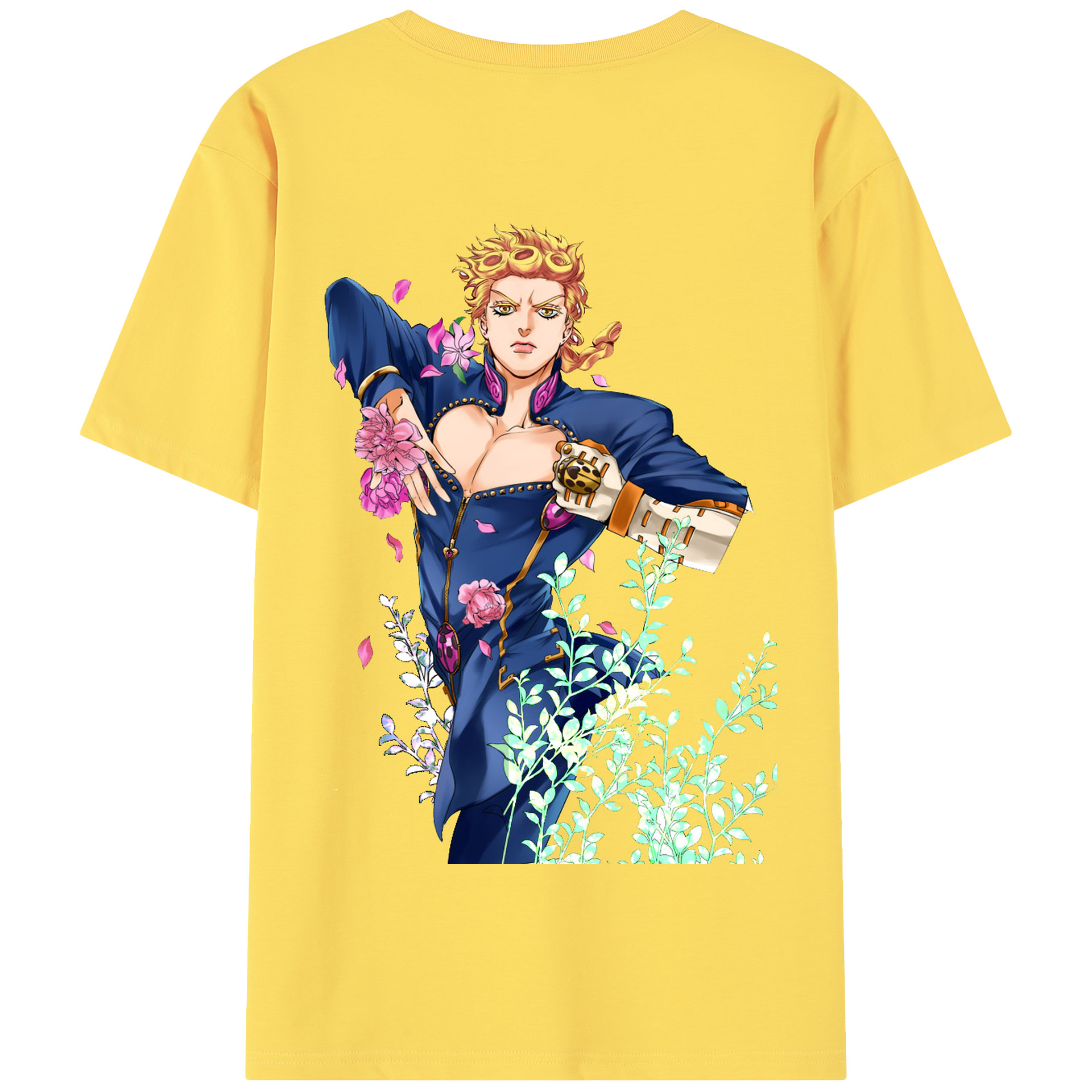 （画像用） ジョジョの奇妙な冒険 ジョルノ?ジョバァーナ JoJo's Bizarre Adventure Giorno Giovanna 綿100％半袖Tシャツ（背面プリント）