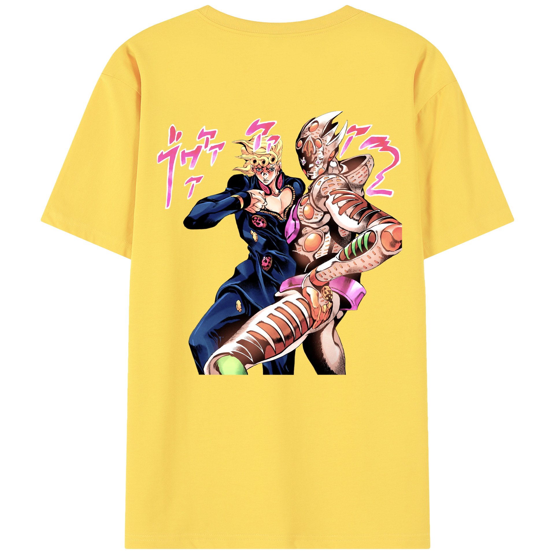 （画像用） ジョジョの奇妙な冒険 ジョルノ?ジョバァーナ JoJo's Bizarre Adventure Giorno Giovanna 綿100％半袖Tシャツ（背面プリント）