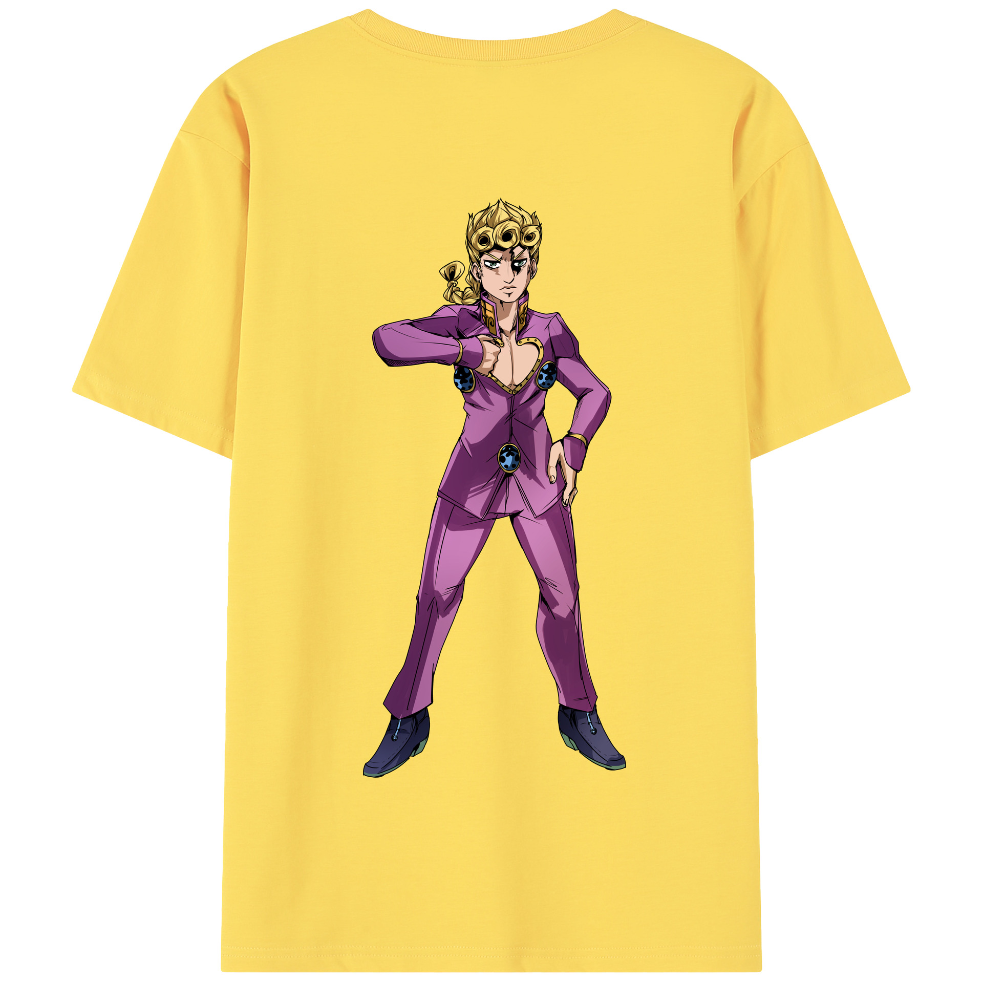 （画像用） ジョジョの奇妙な冒険 ジョルノ?ジョバァーナ JoJo's Bizarre Adventure Giorno Giovanna 綿100％半袖Tシャツ（背面プリント）