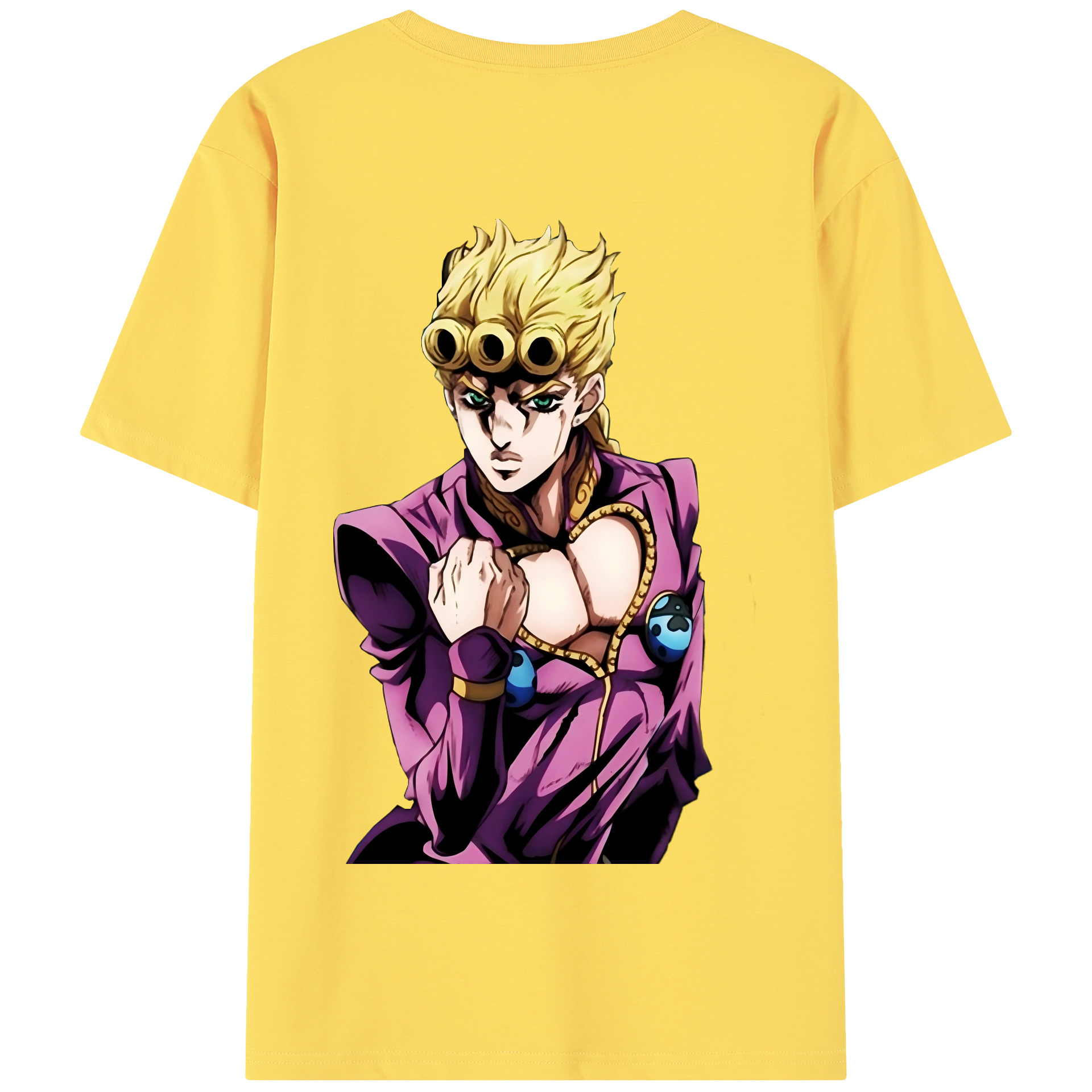 （画像用） ジョジョの奇妙な冒険 ジョルノ?ジョバァーナ JoJo's Bizarre Adventure Giorno Giovanna 綿100％半袖Tシャツ（背面プリント）