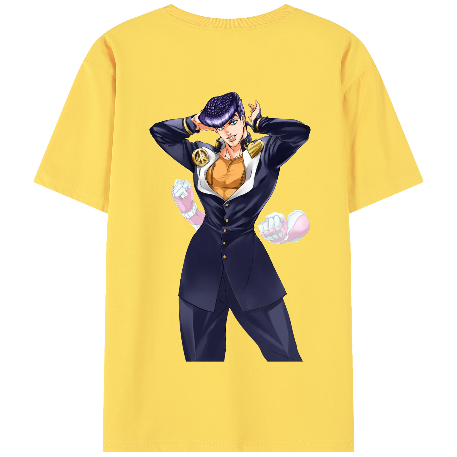（画像用） ジョジョの奇妙な冒険 ひがしかた じょうすけ JoJo's Bizarre Adventure Higashikata Josuke 綿100％半袖Tシャツ（背面プリント）
