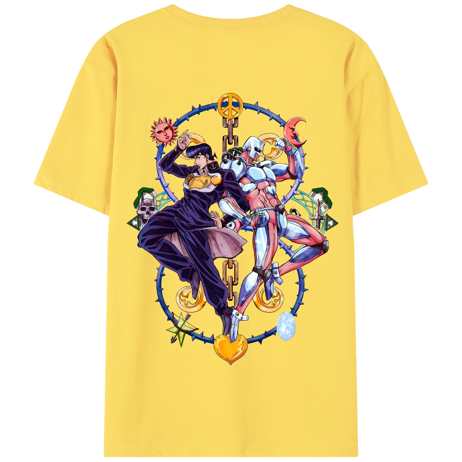 （画像用） ジョジョの奇妙な冒険 ひがしかた じょうすけ JoJo's Bizarre Adventure Higashikata Josuke 綿100％半袖Tシャツ（背面プリント）