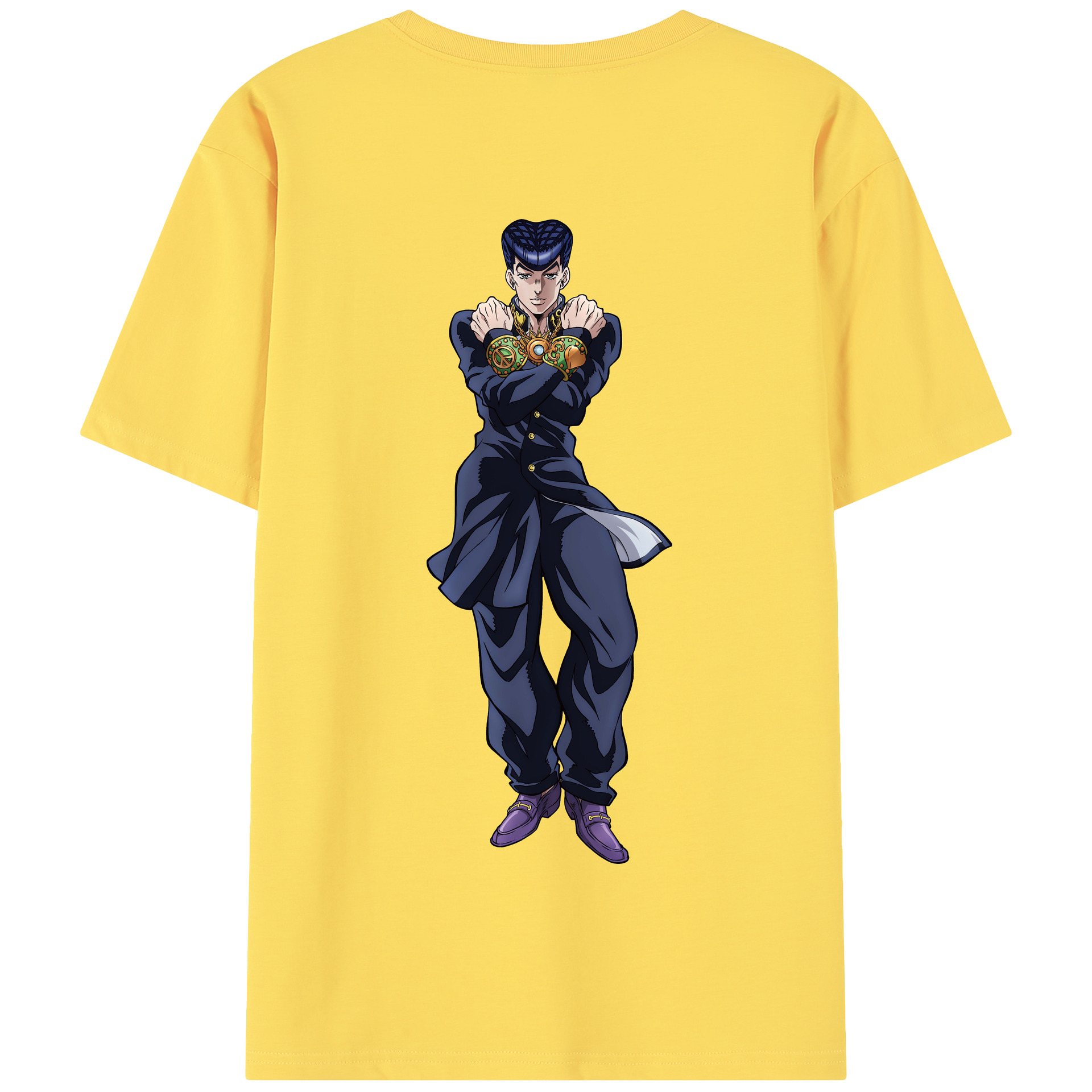 （画像用） ジョジョの奇妙な冒険 ひがしかた じょうすけ JoJo's Bizarre Adventure Higashikata Josuke 綿100％半袖Tシャツ（背面プリント）