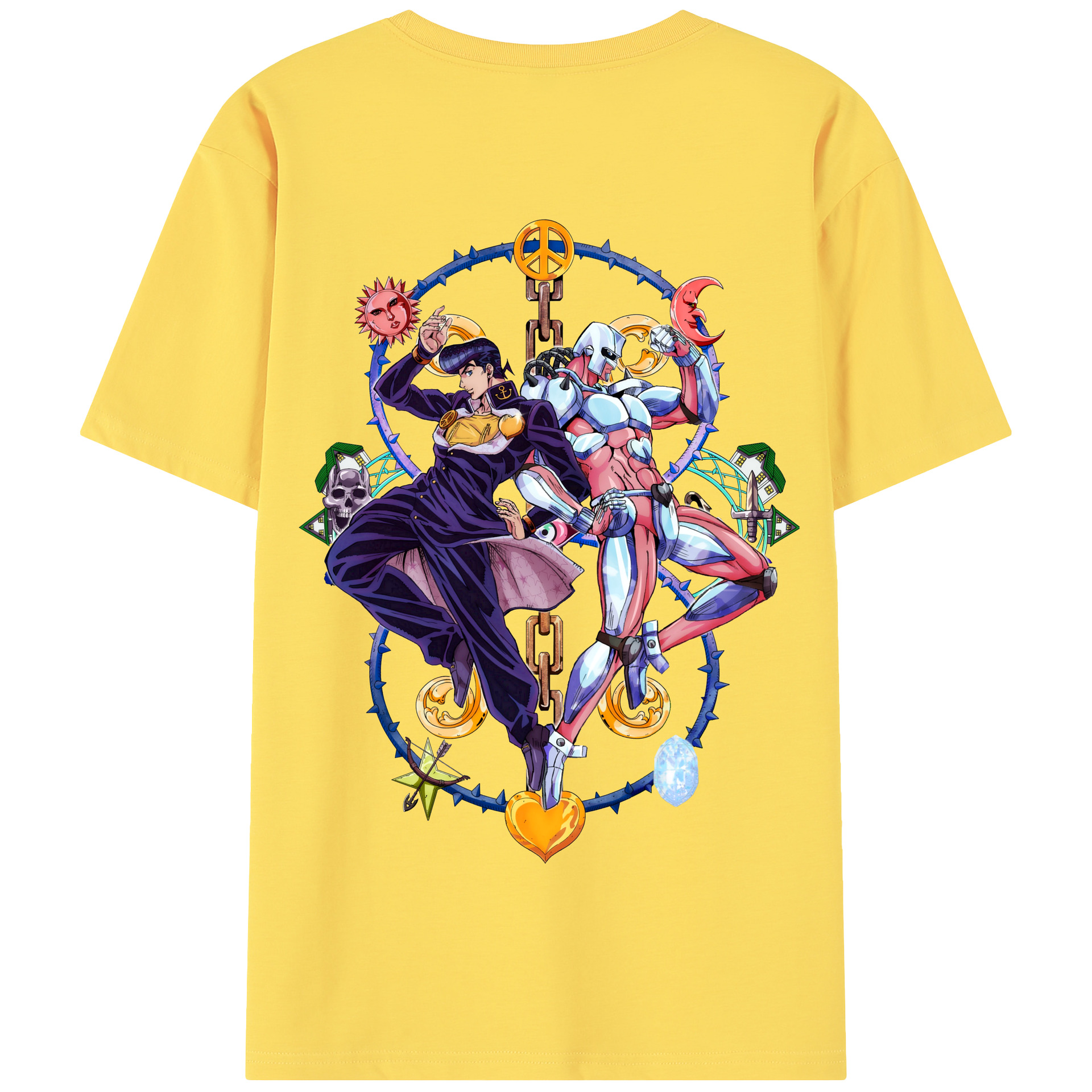 （画像用） ジョジョの奇妙な冒険 ひがしかた じょうすけ JoJo's Bizarre Adventure Higashikata Josuke 綿100％半袖Tシャツ（背面プリント）