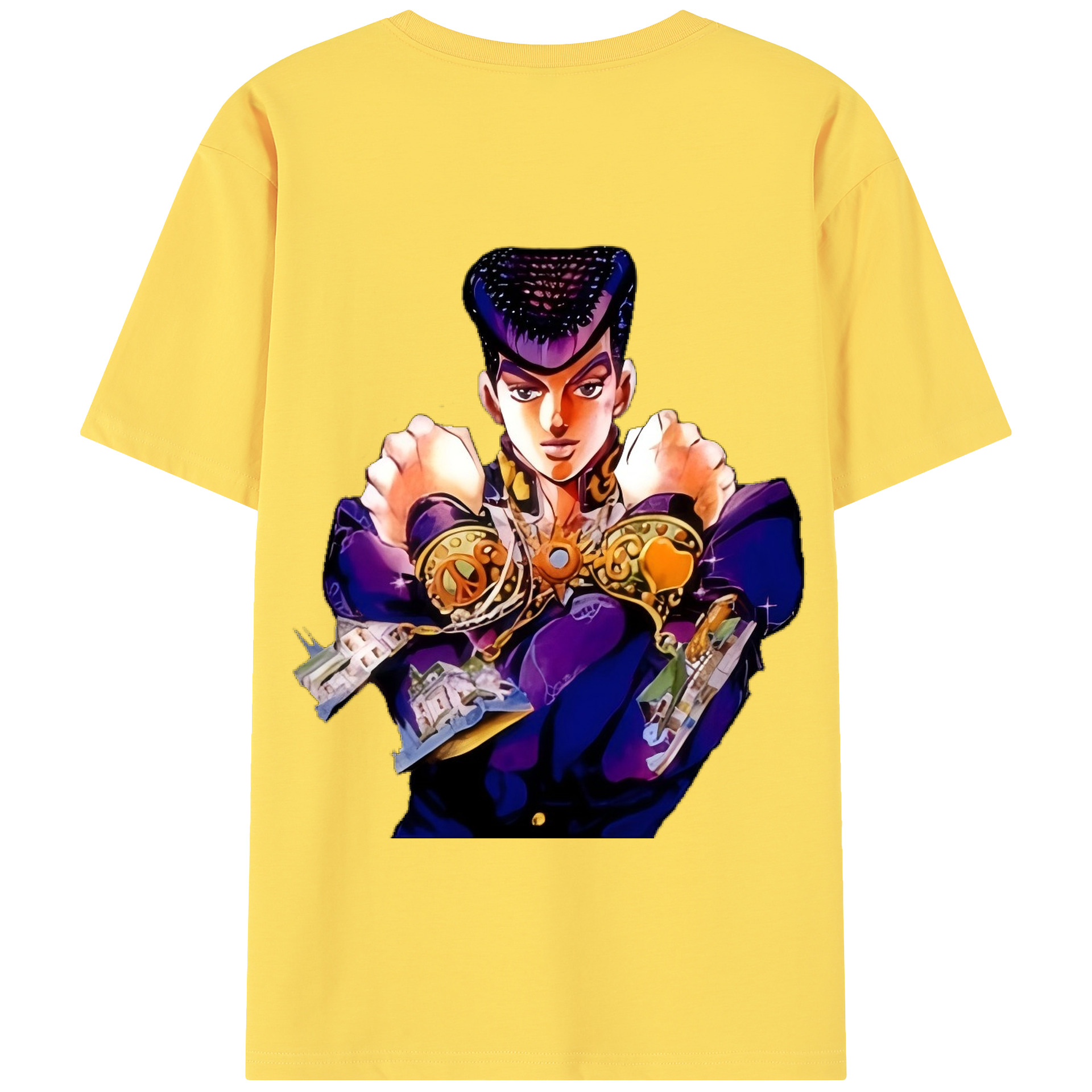 （画像用） ジョジョの奇妙な冒険 ひがしかた じょうすけ JoJo's Bizarre Adventure Higashikata Josuke 綿100％半袖Tシャツ（背面プリント）