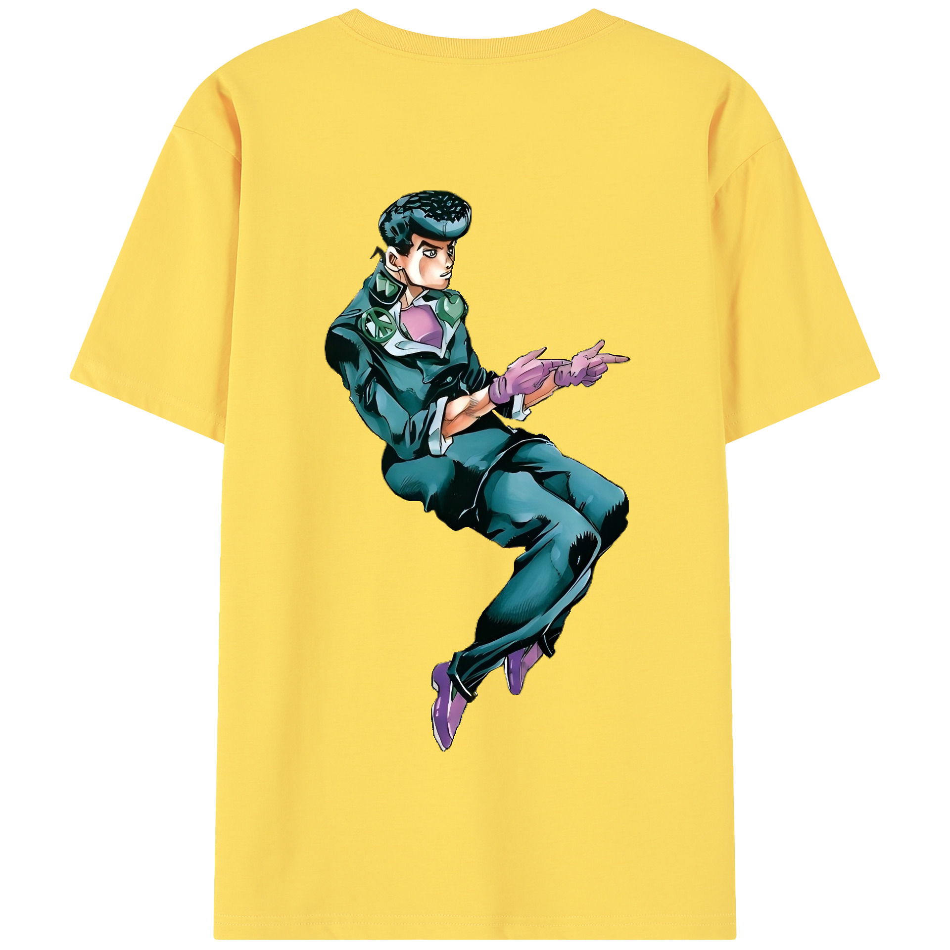 （画像用） ジョジョの奇妙な冒険 ひがしかた じょうすけ JoJo's Bizarre Adventure Higashikata Josuke 綿100％半袖Tシャツ（背面プリント）