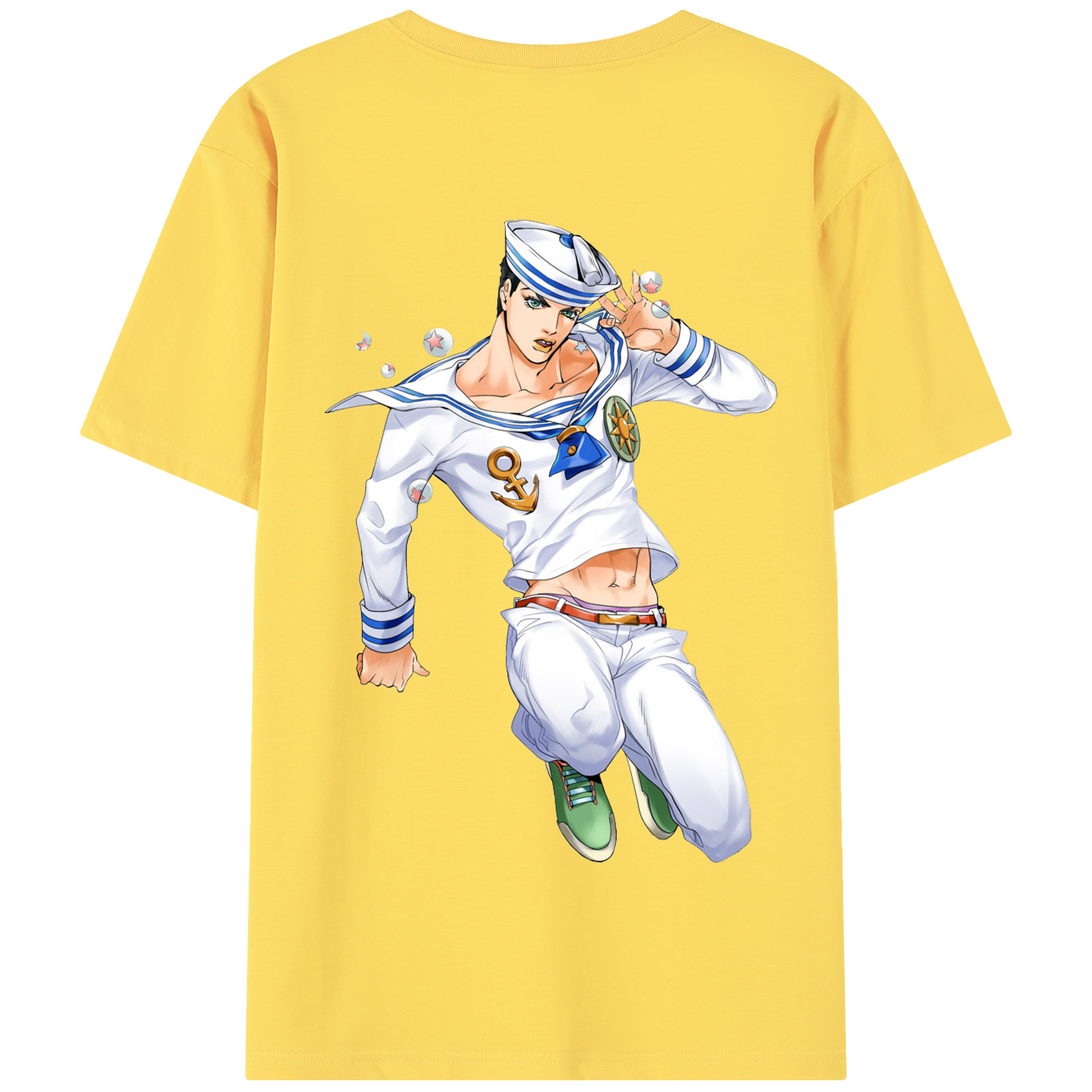 （画像用） ジョジョの奇妙な冒険 東方定助 JoJo's Bizarre Adventure Higashikata Josuke 綿100％半袖Tシャツ（背面プリント）