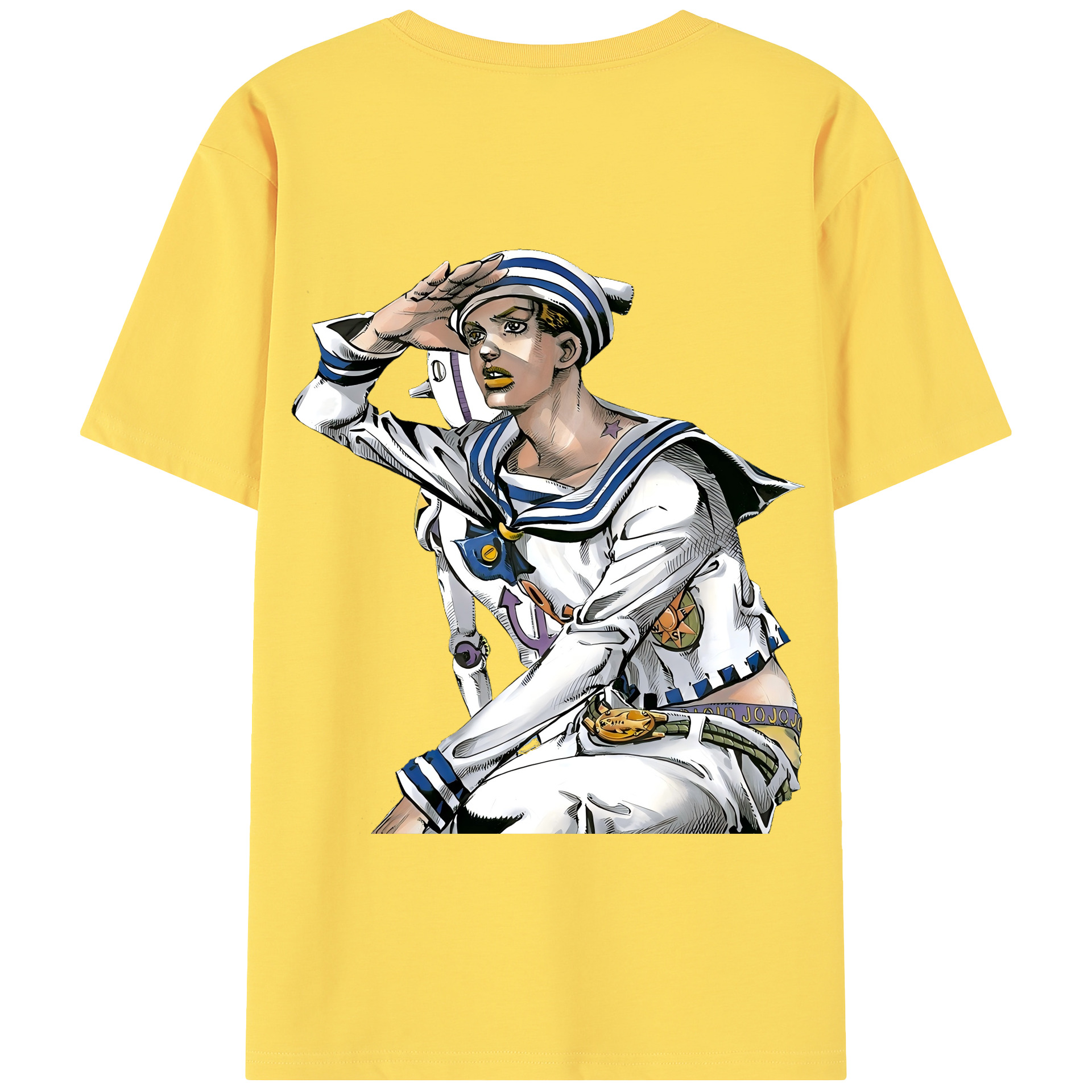 （画像用） ジョジョの奇妙な冒険 東方定助 JoJo's Bizarre Adventure Higashikata Josuke 綿100％半袖Tシャツ（背面プリント）