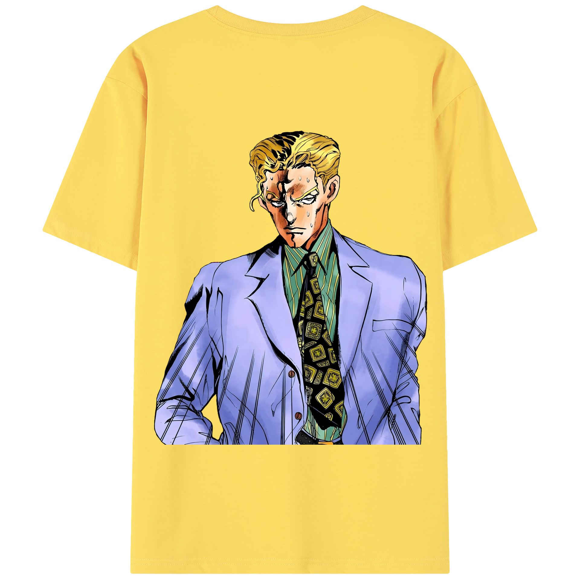 （画像用） ジョジョの奇妙な冒険 きら よしかげ JoJo's Bizarre Adventure Kira Yoshikage 綿100％半袖Tシャツ（背面プリント）