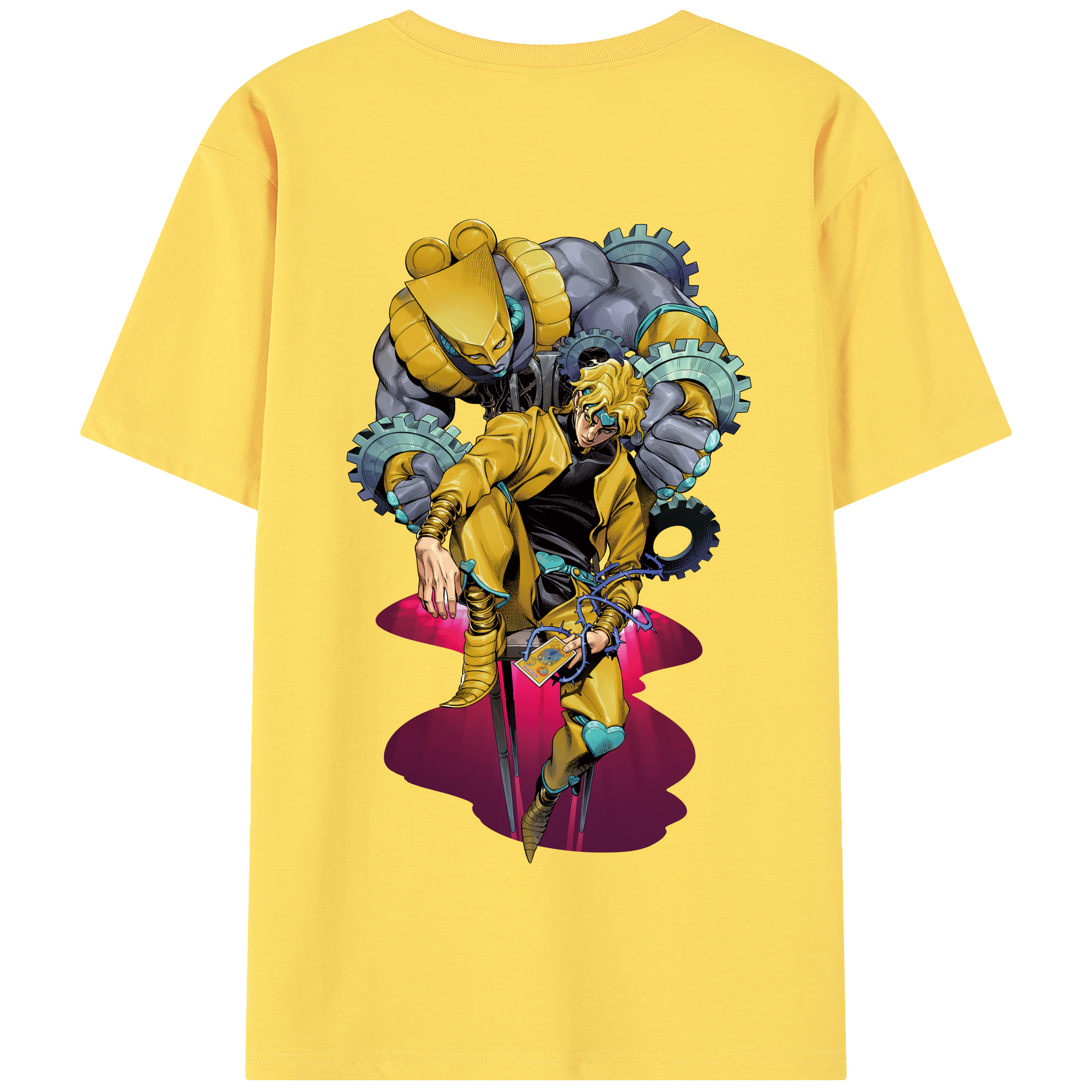 （画像用） ジョジョの奇妙な冒険 ディオ?ブランドー JoJo's Bizarre Adventure Dio Brando 綿100％半袖Tシャツ（背面プリント）