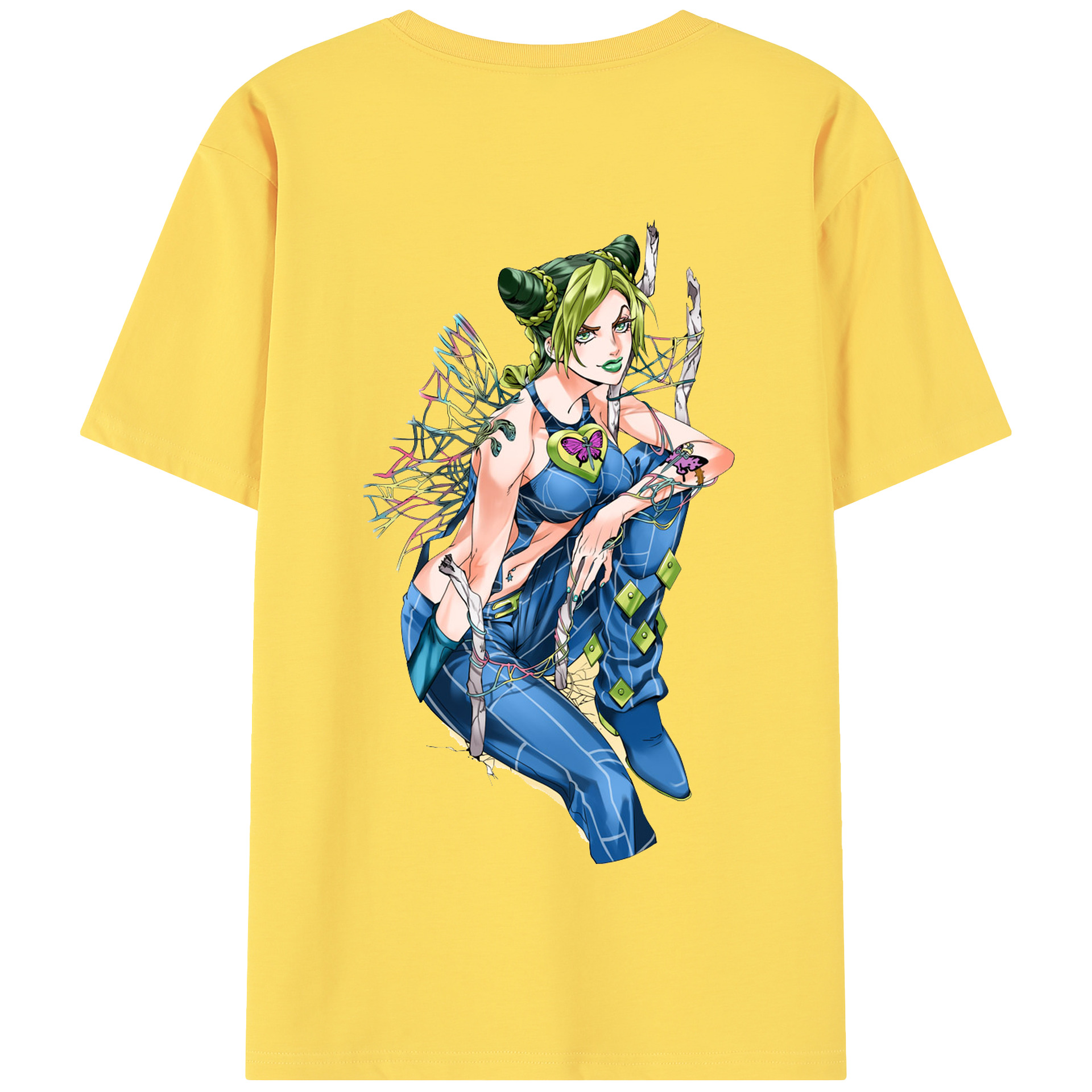 （画像用） "ジョジョの奇妙な冒険 くうじょう ジョリーン JoJo's Bizarre Adventure Jolyne Cujoh " 綿100％半袖Tシャツ（背面プリント）