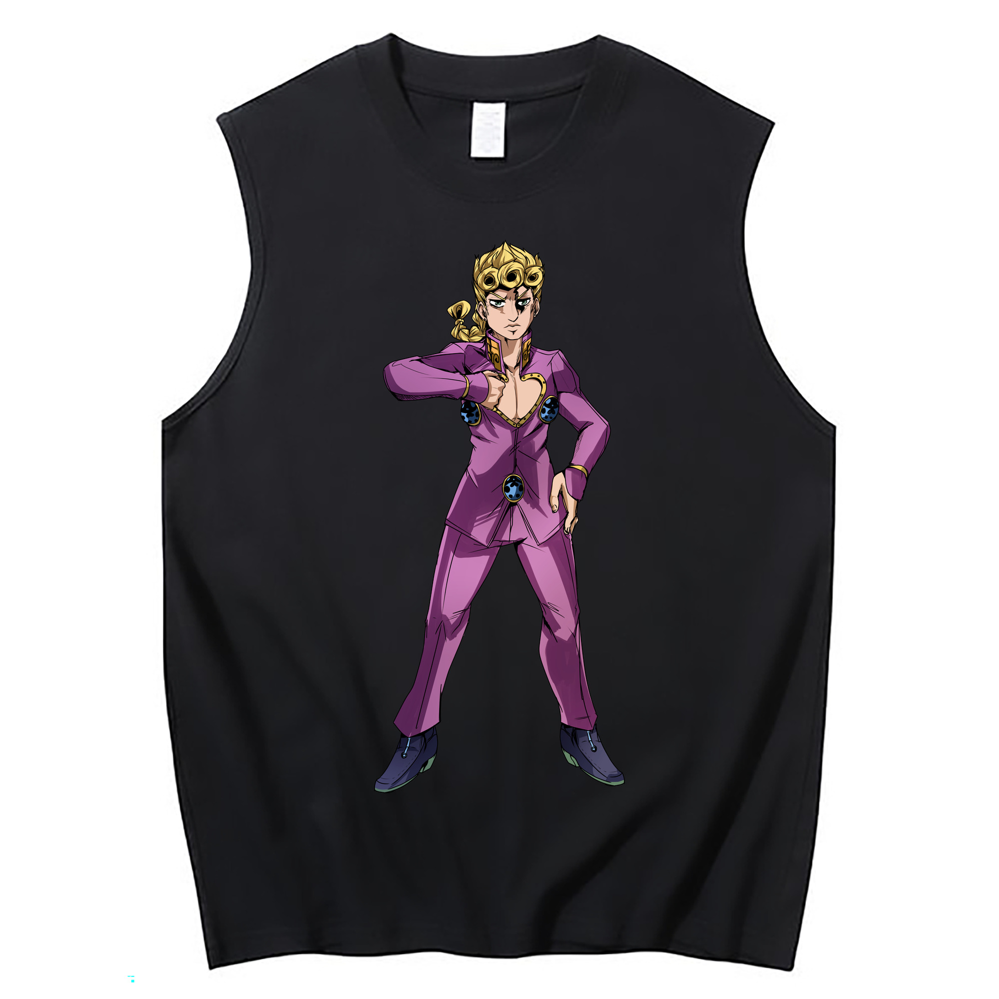 （画像用） ジョジョの奇妙な冒険 ジョルノ?ジョバァーナ JoJo's Bizarre Adventure Giorno Giovanna コットン100％タンクトップ（フロントプリント）
