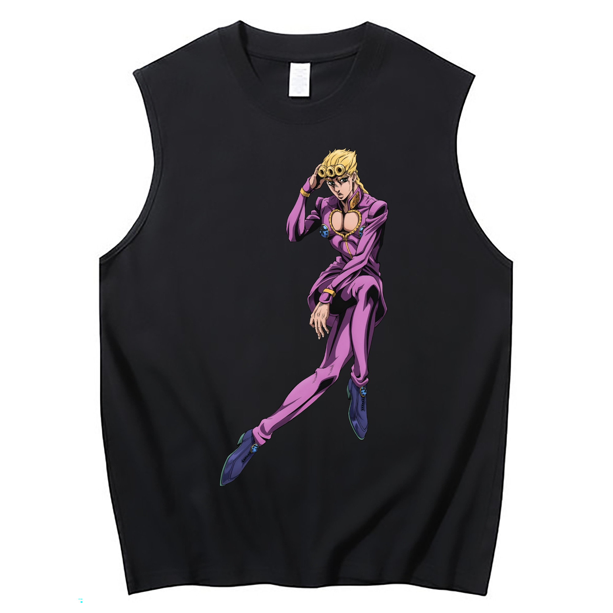 （画像用） ジョジョの奇妙な冒険 ジョルノ?ジョバァーナ JoJo's Bizarre Adventure Giorno Giovanna コットン100％タンクトップ（フロントプリント）