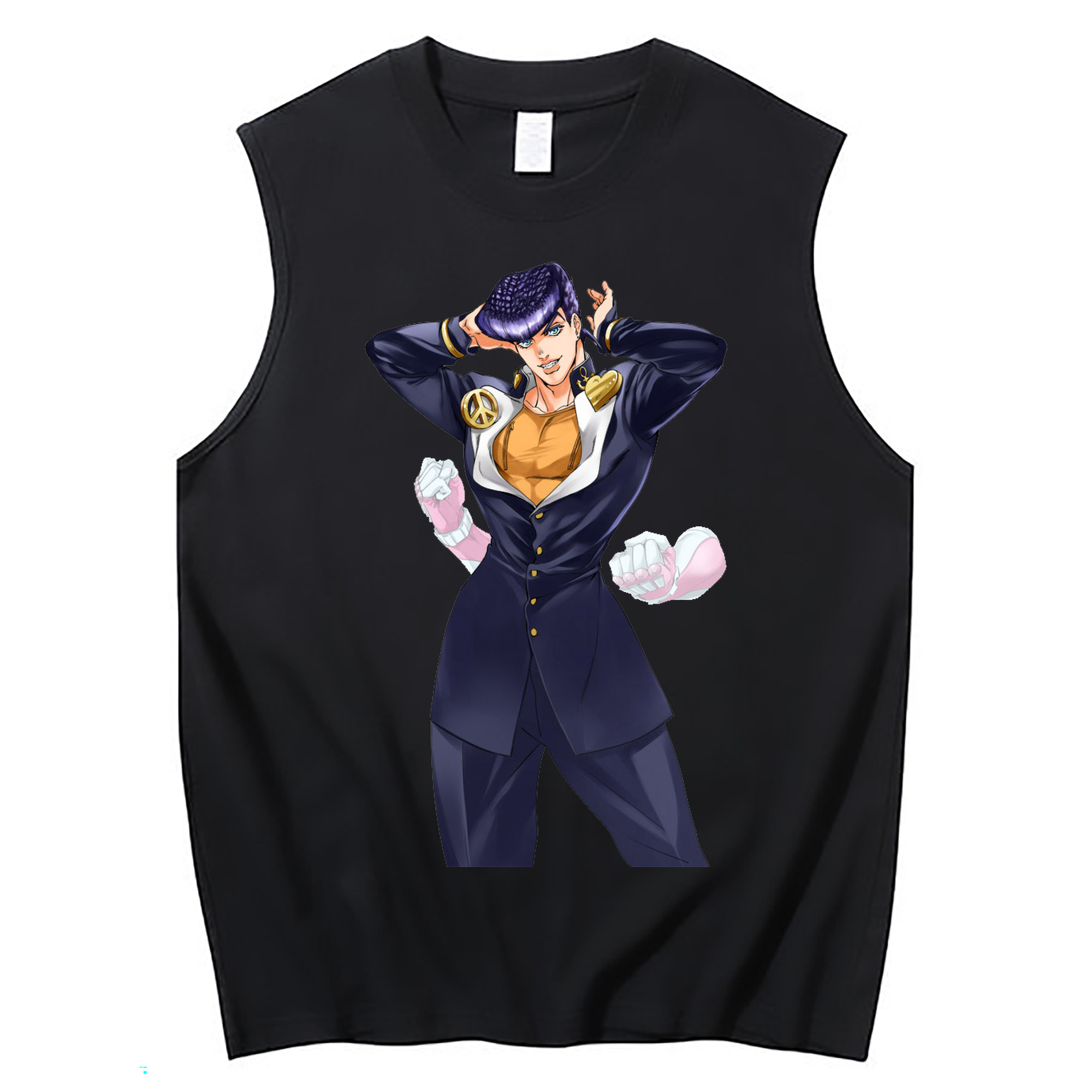 （画像用） ジョジョの奇妙な冒険 ひがしかた じょうすけ JoJo's Bizarre Adventure Higashikata Josuke コットン100％タンクトップ（フロントプリント）