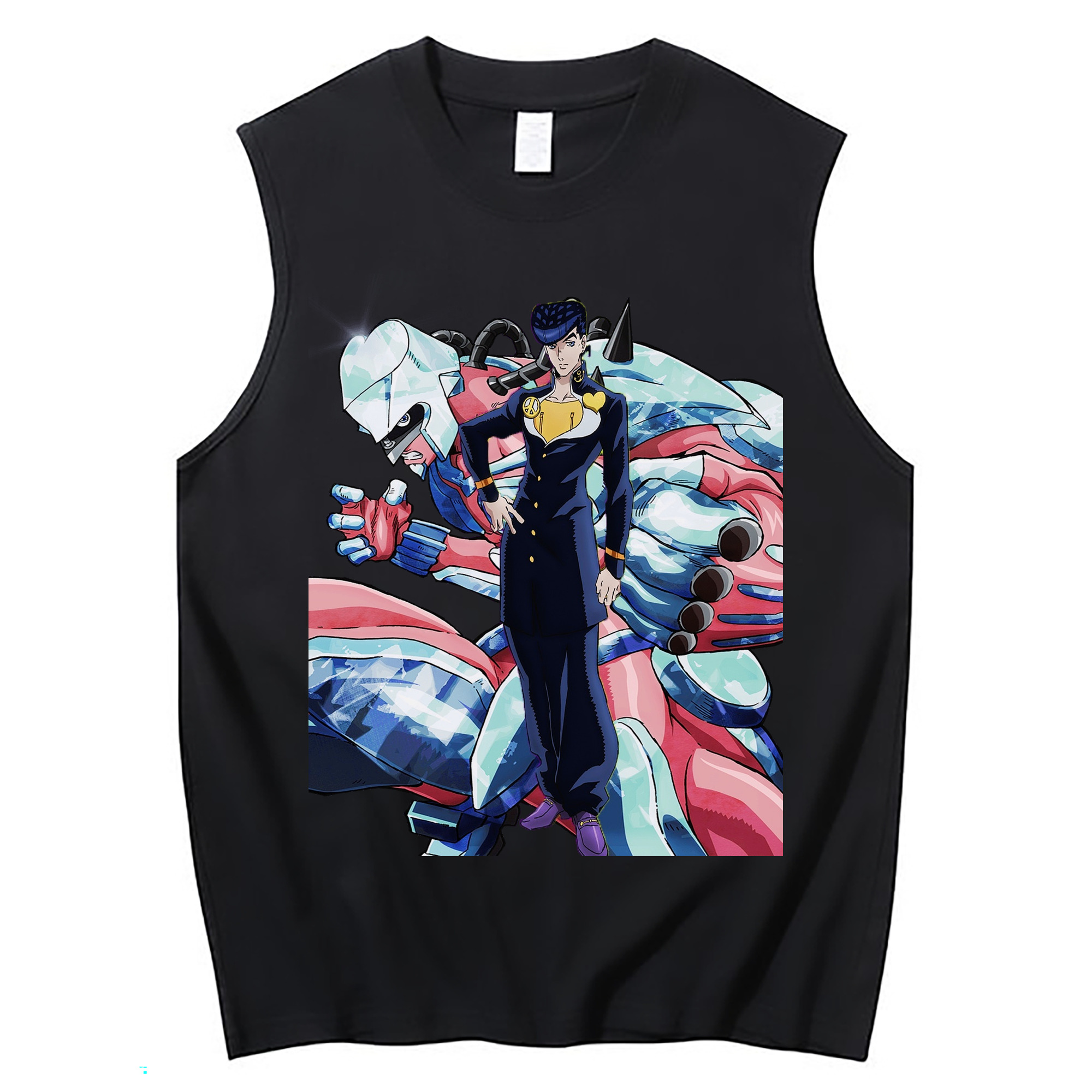 （画像用） ジョジョの奇妙な冒険 ひがしかた じょうすけ JoJo's Bizarre Adventure Higashikata Josuke コットン100％タンクトップ（フロントプリント）