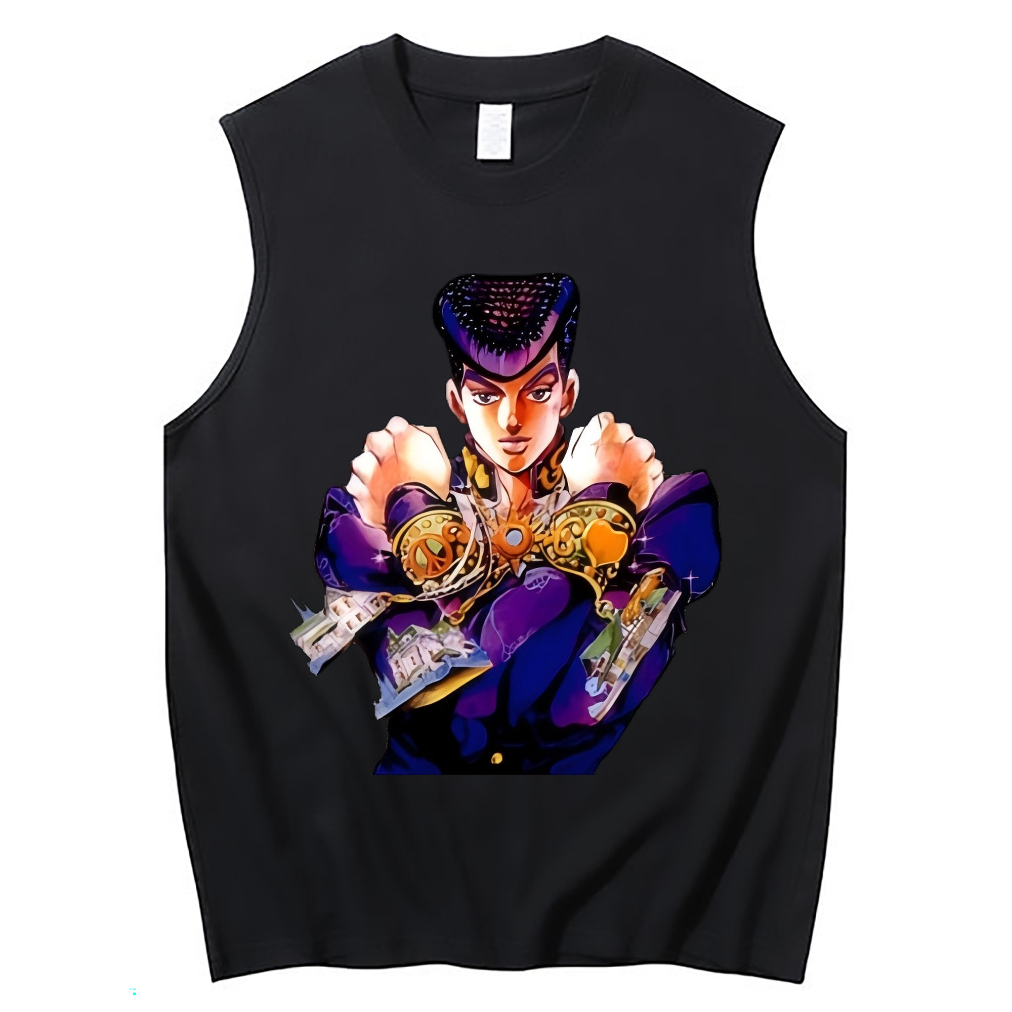 （画像用） ジョジョの奇妙な冒険 ひがしかた じょうすけ JoJo's Bizarre Adventure Higashikata Josuke コットン100％タンクトップ（フロントプリント）